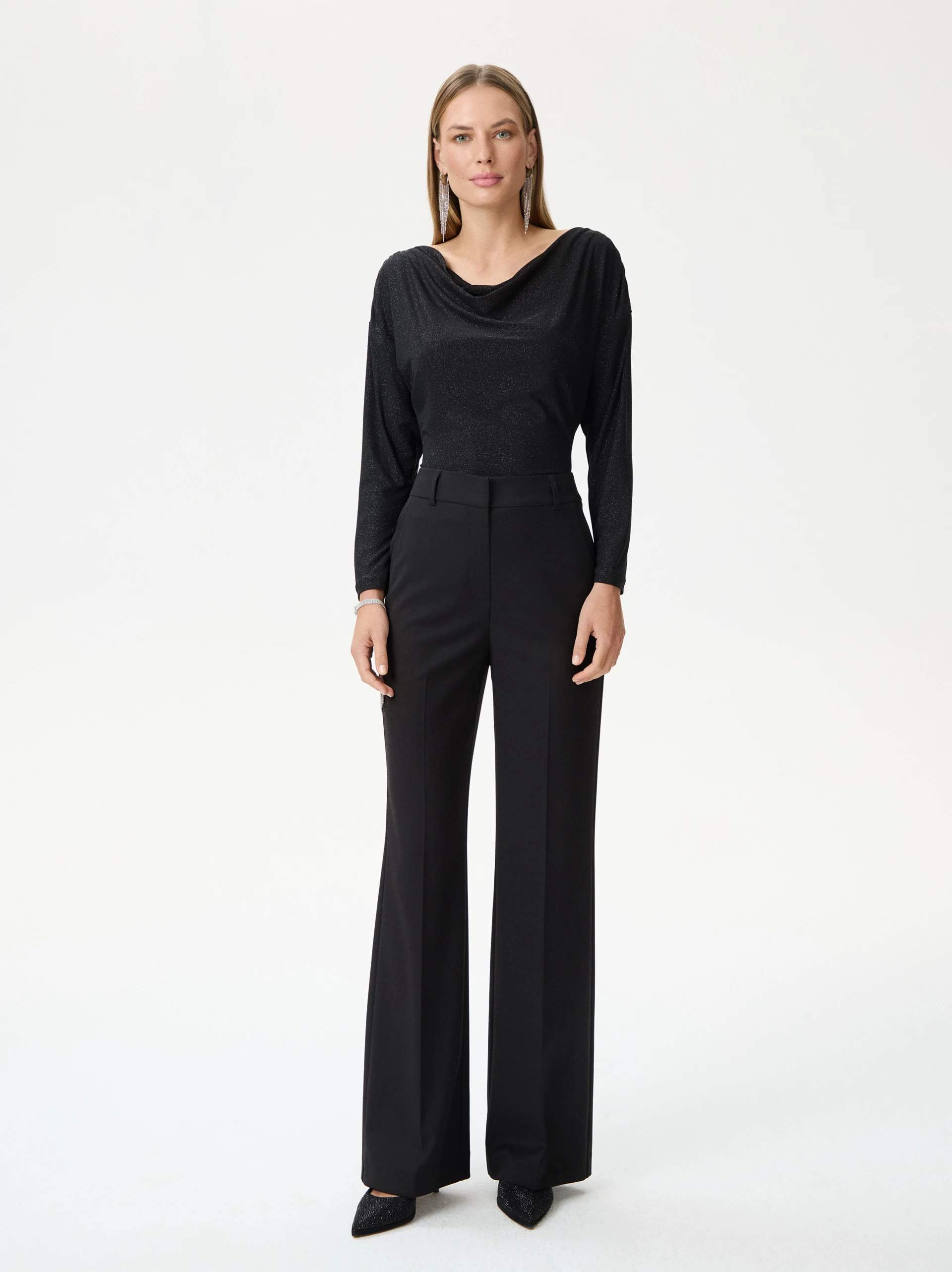 Black elegant wide-leg pants