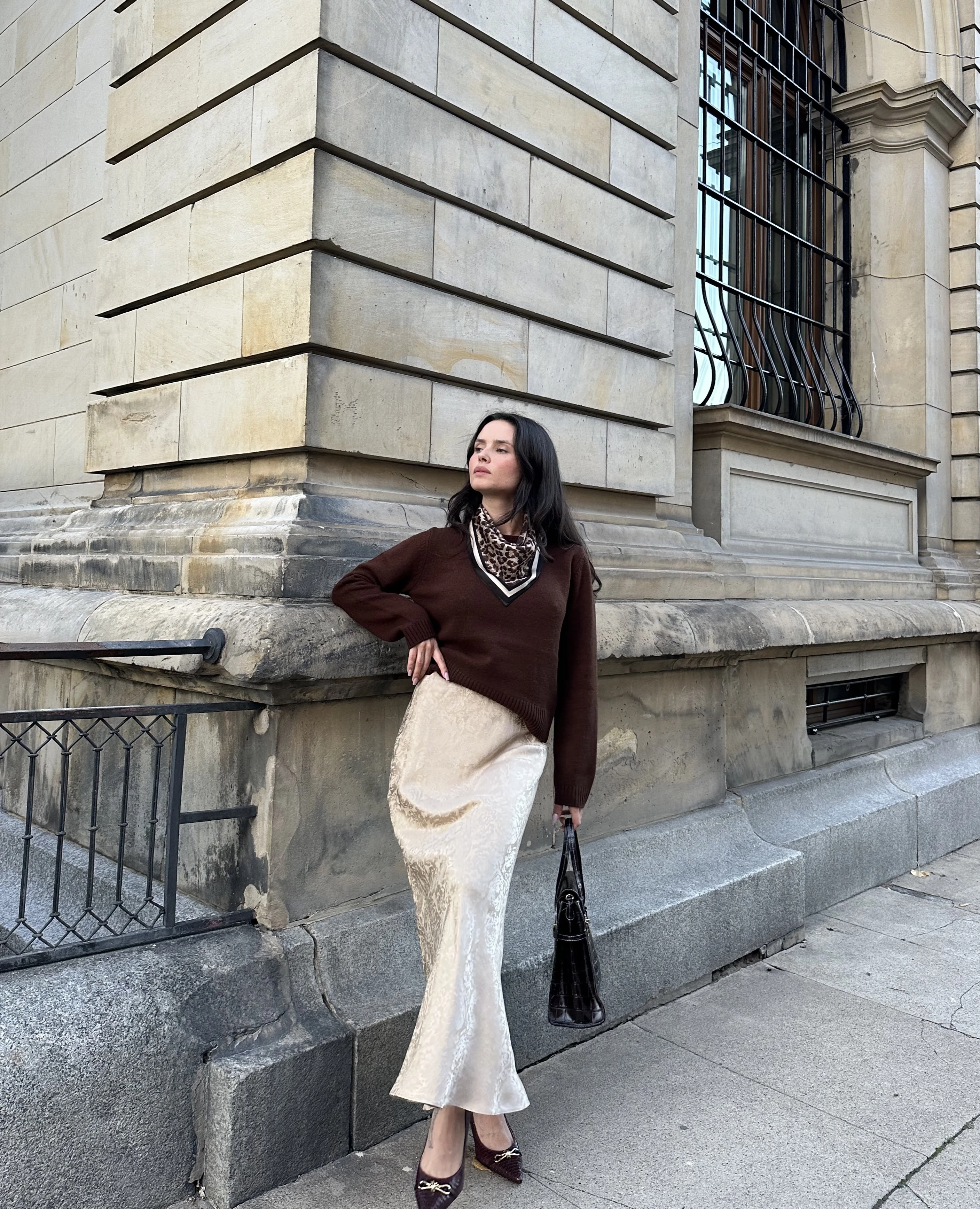 Midi skirt with jacquard pattern