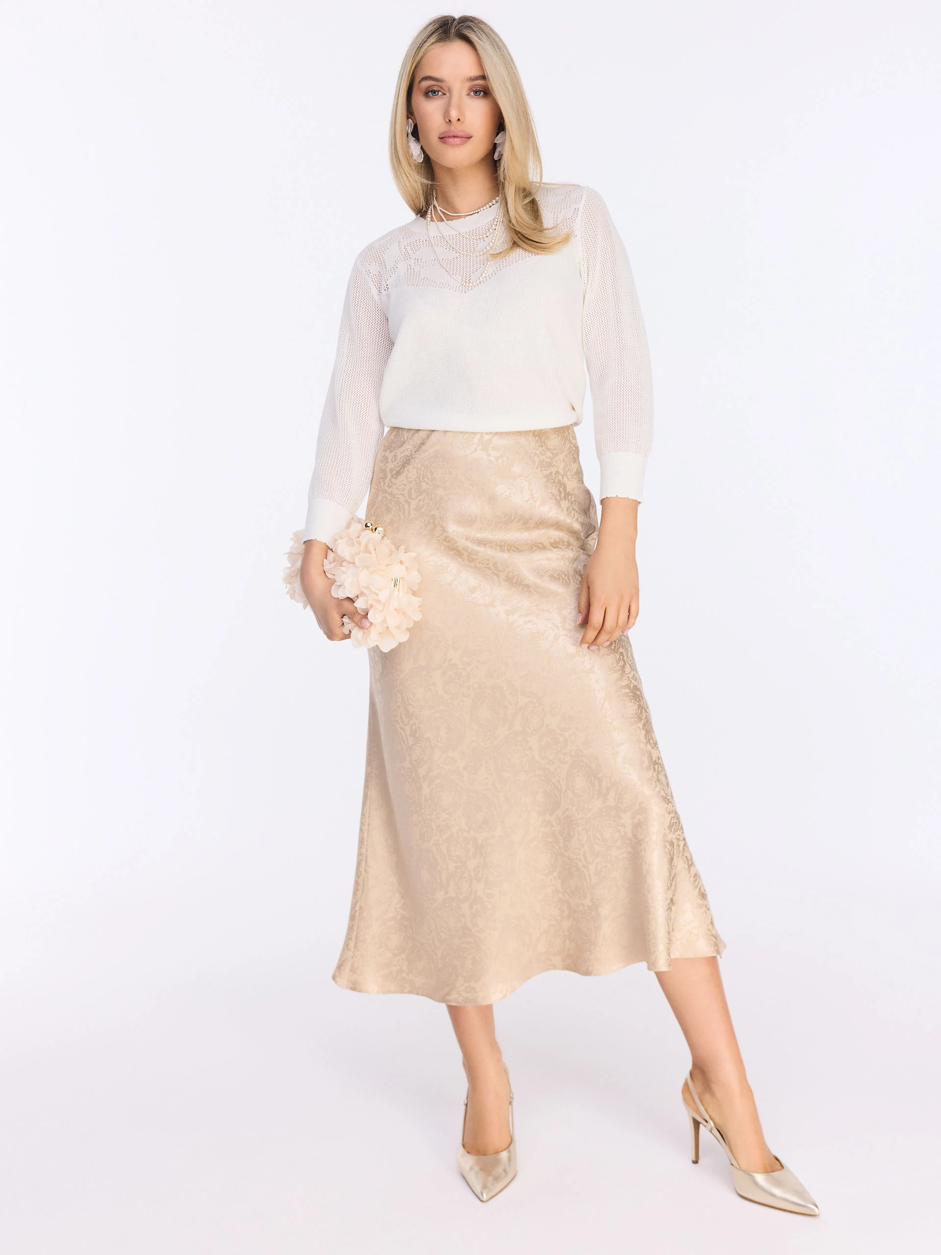 Midi skirt with jacquard pattern