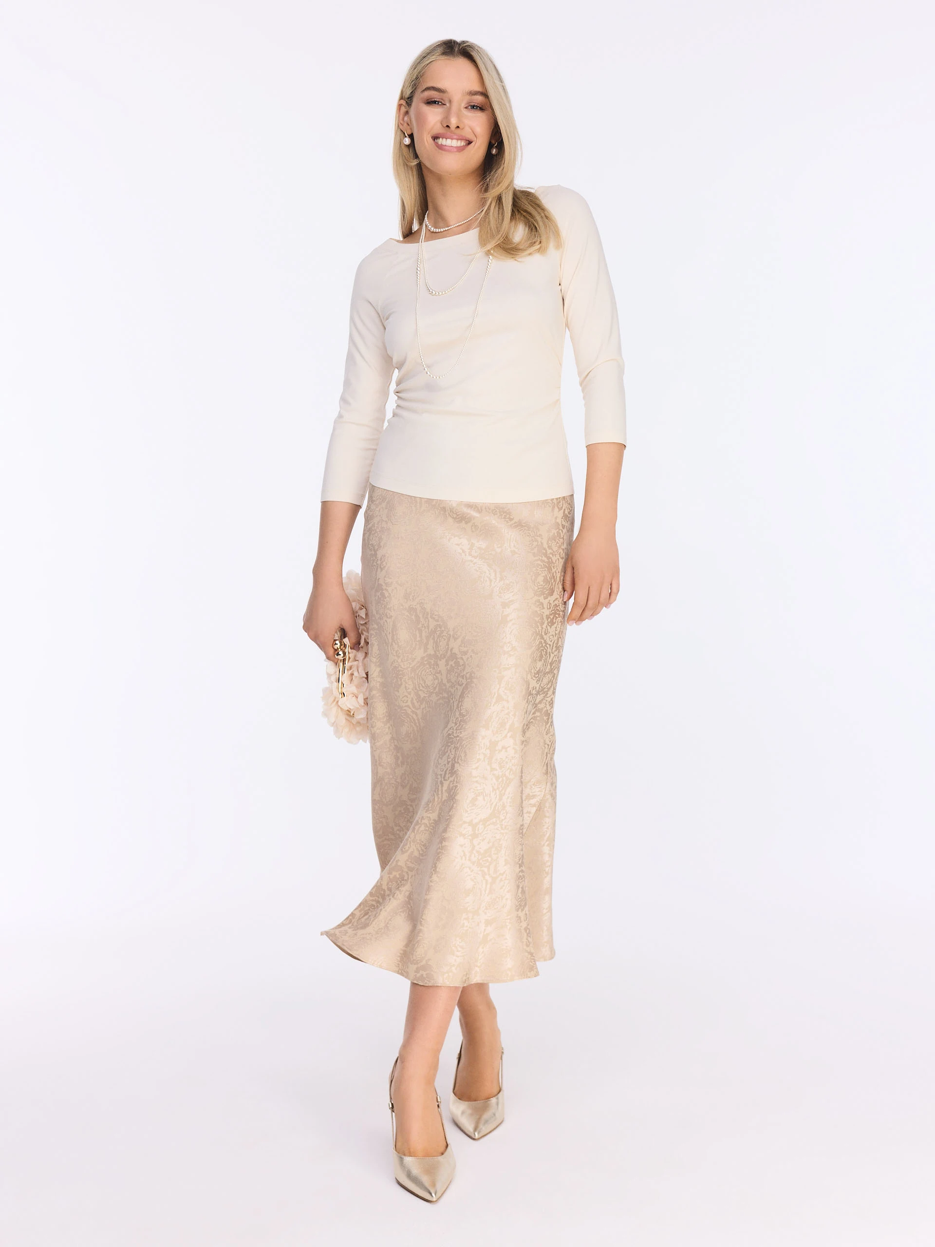 Midi skirt with jacquard pattern