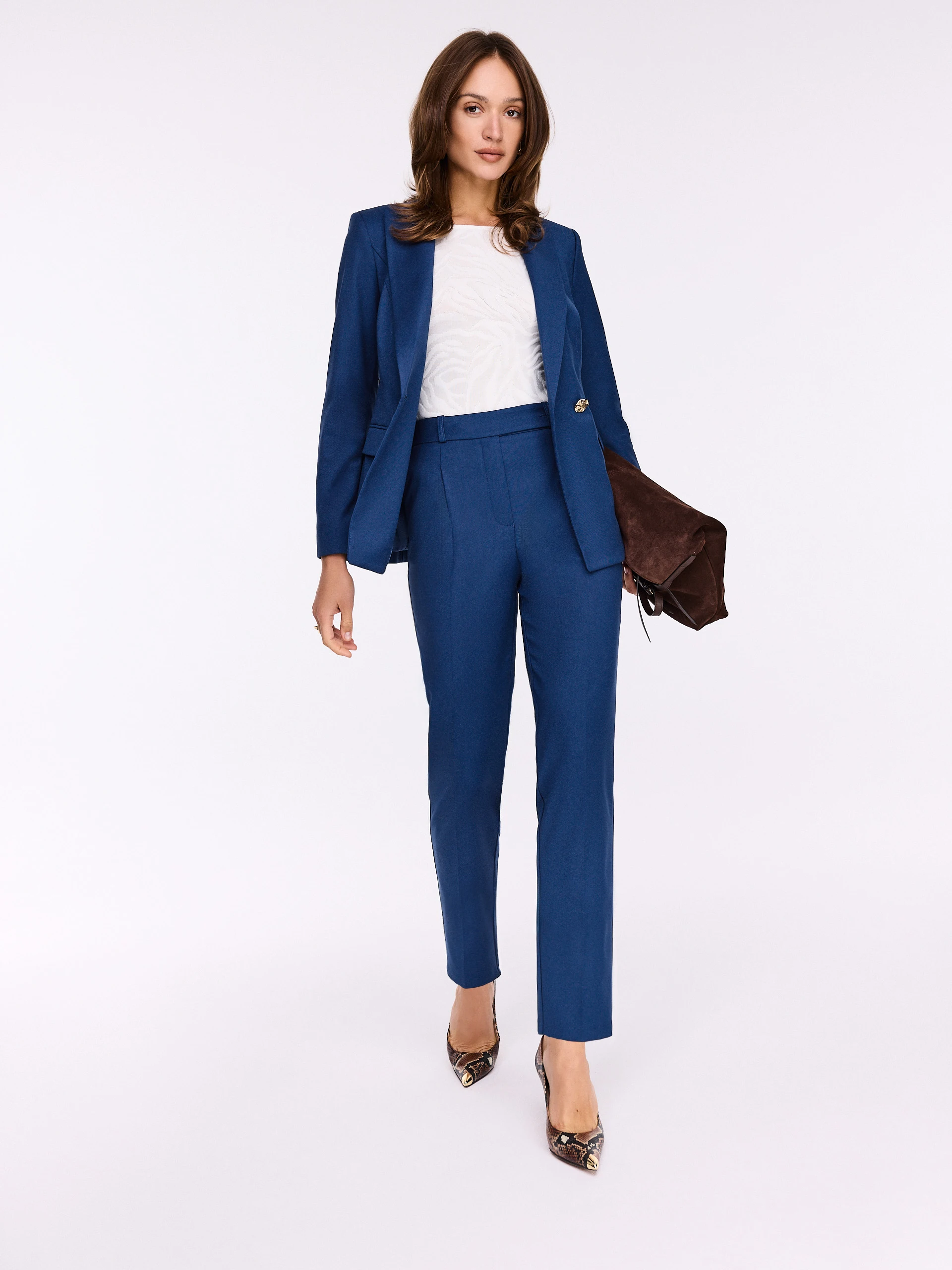 Navy blue jacket with gold buttons