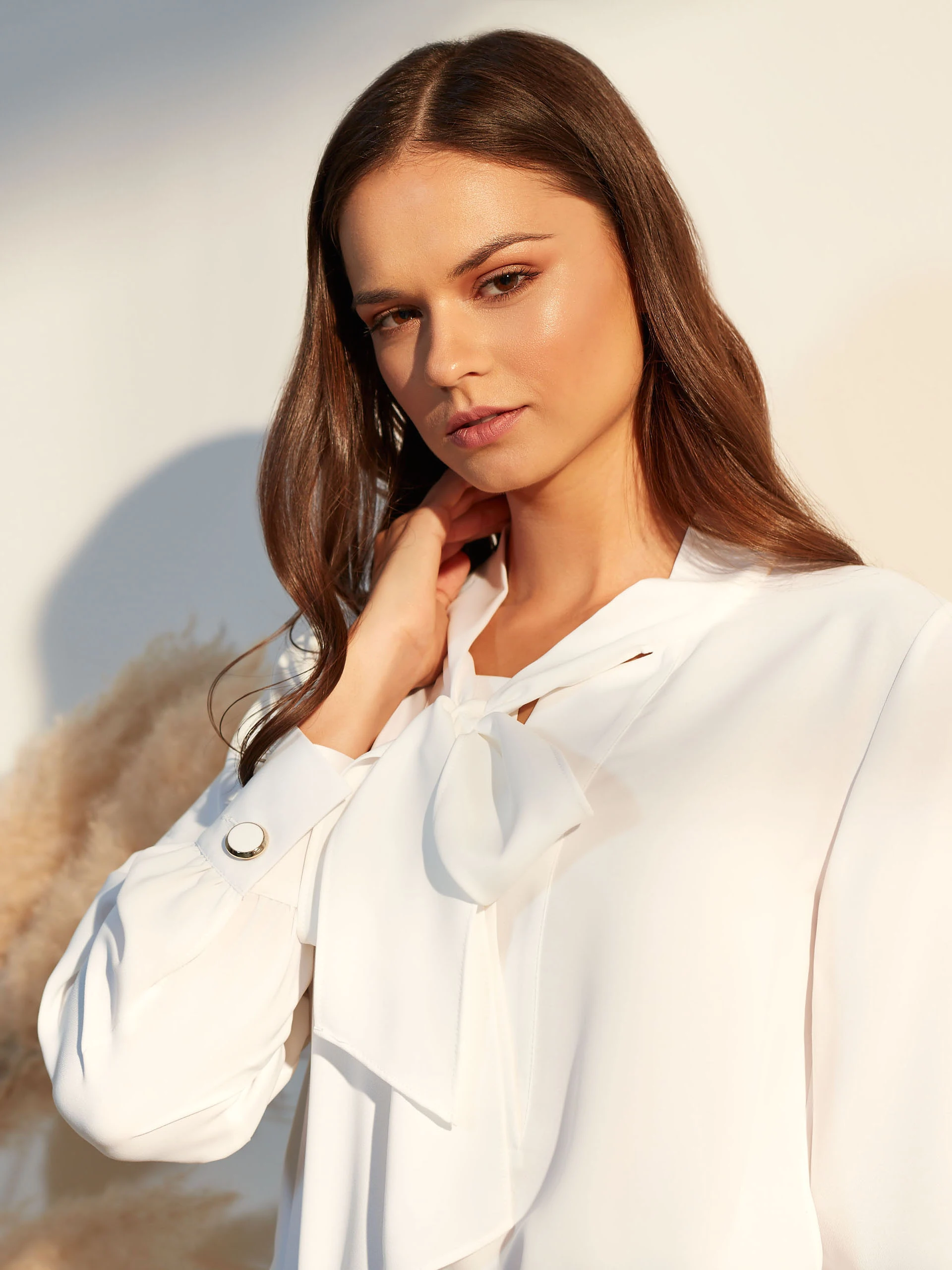 BLOUSE WITH A TIE AT THE NECKLINE