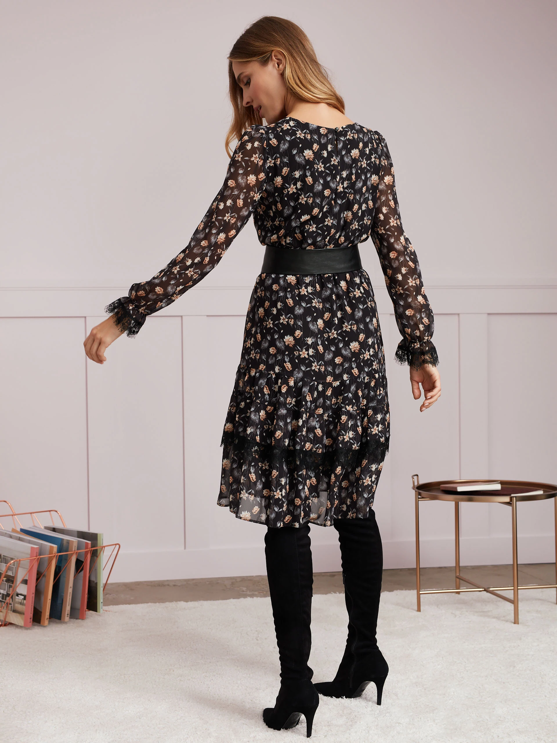 FLORAL PATTERN MIDI DRESS