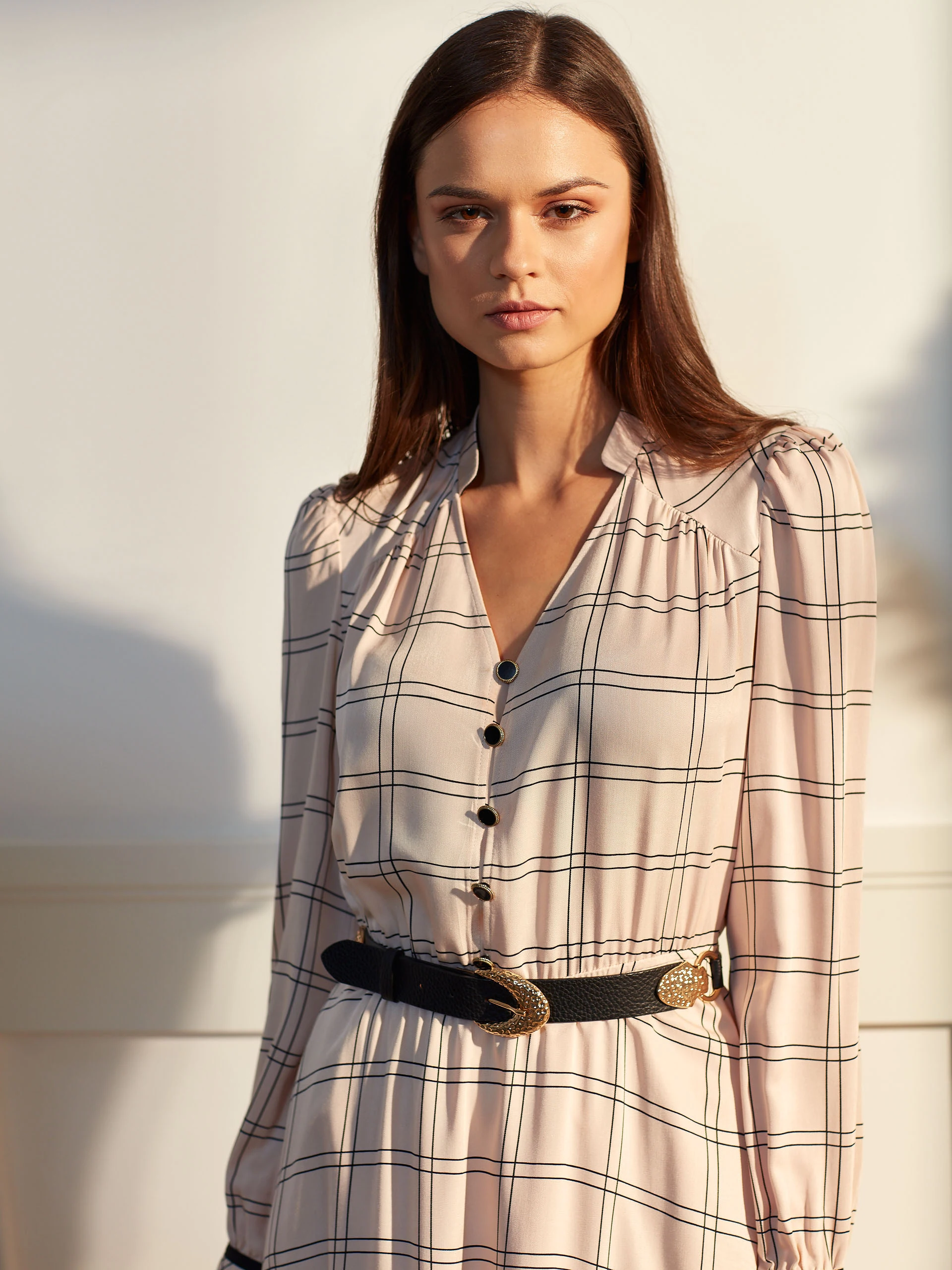 CHECKERED MIDI DRESS
