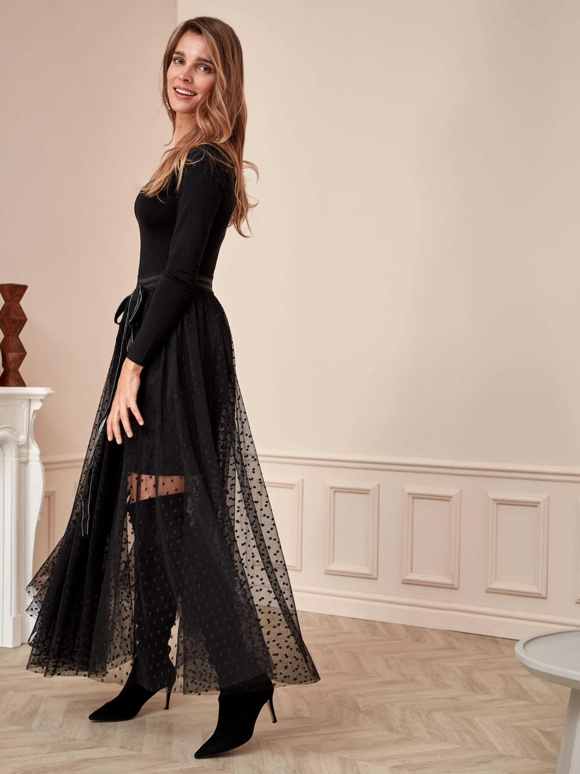 BLACK VISCOSE BODYSUIT