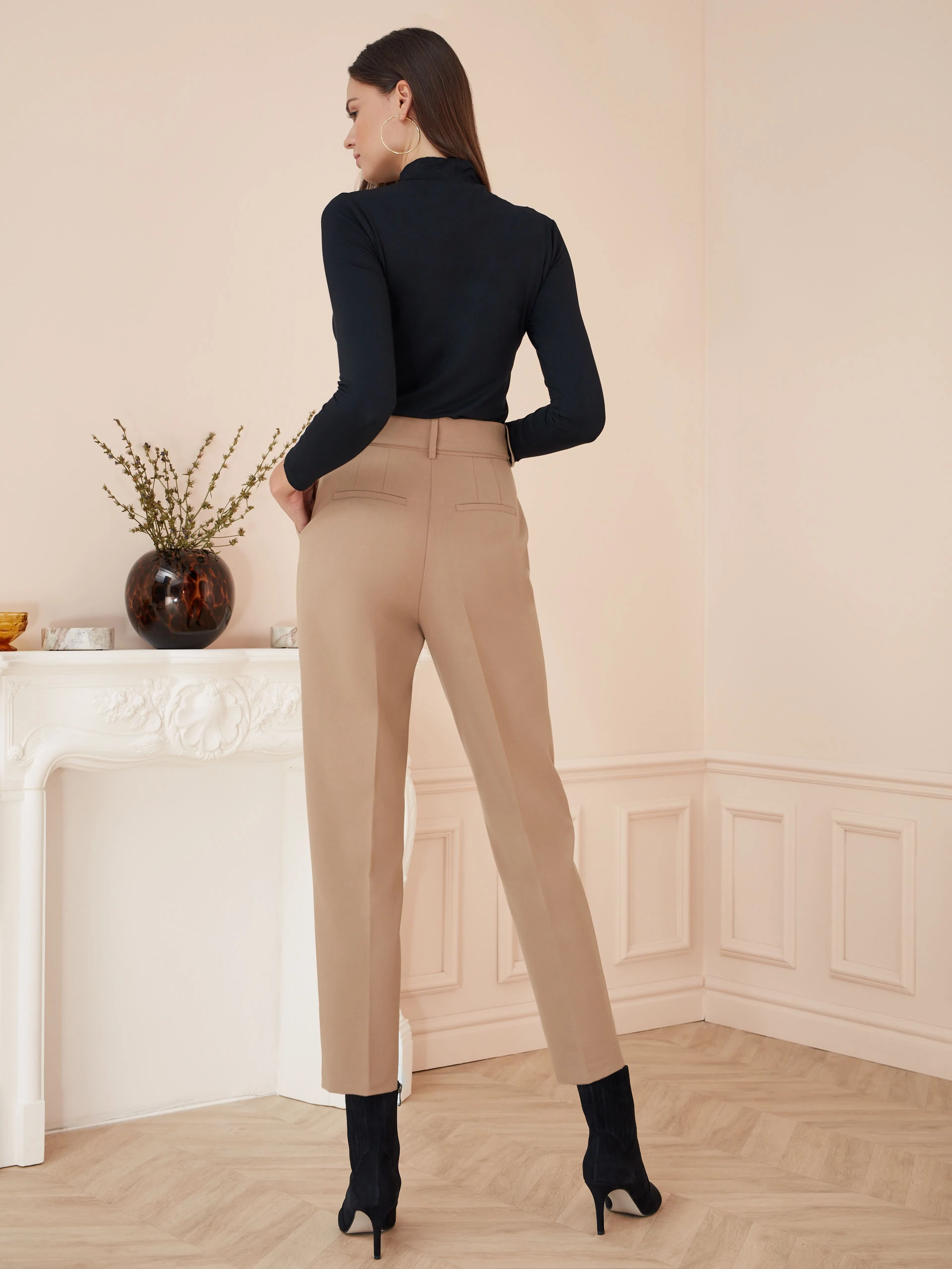 BEIGE HIGH-WAISTED PANTS