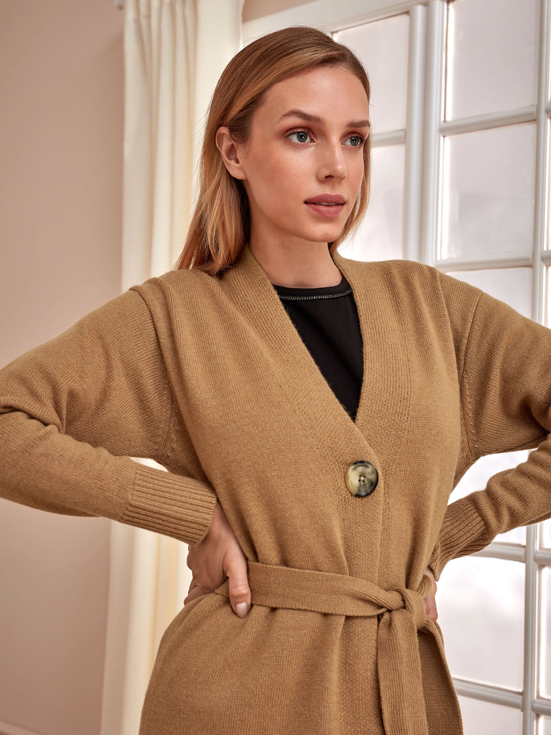 CAMEL WOOL SWEATER WITH CASHMERE