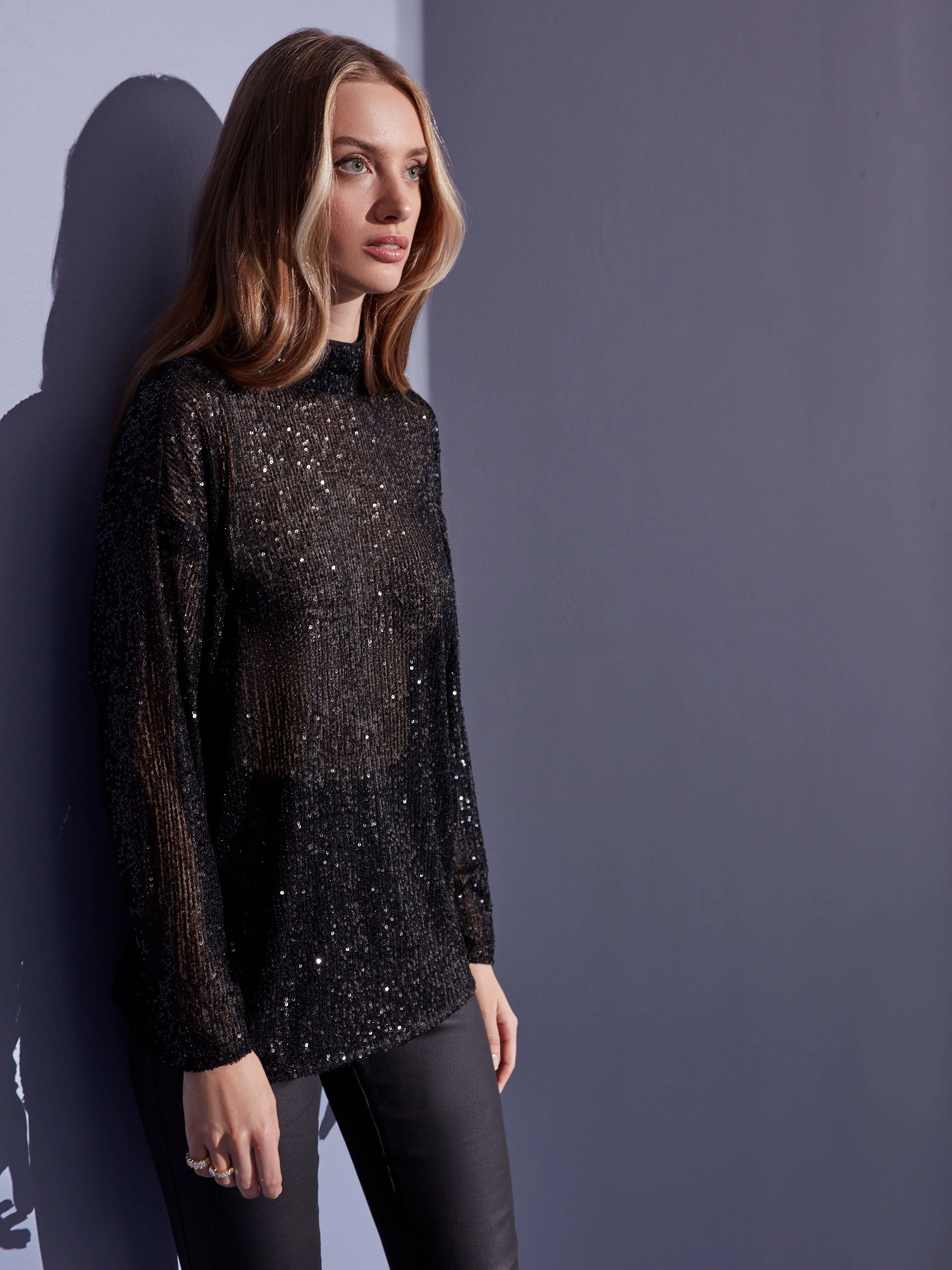 BLACK SEQUIN BLOUSE