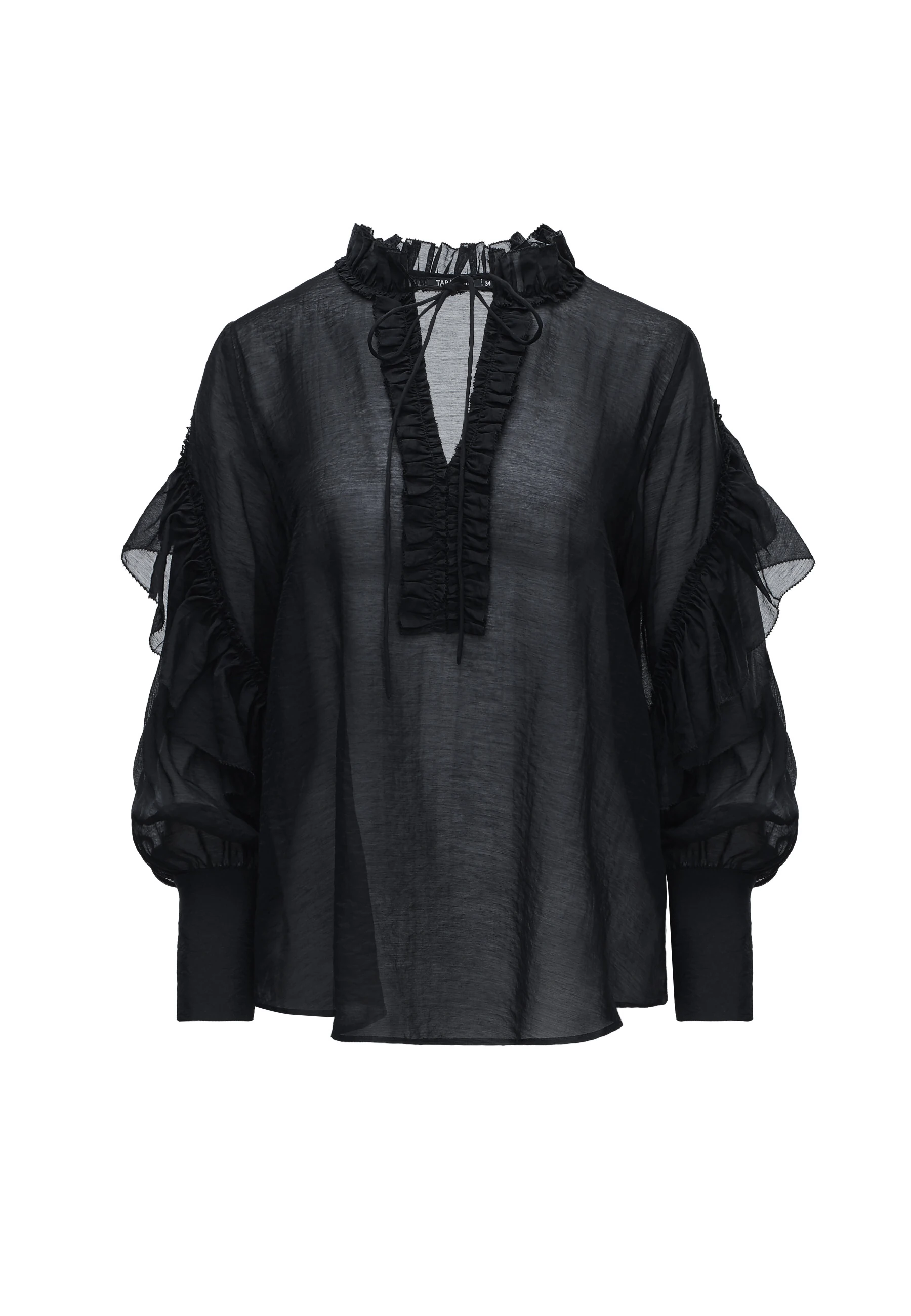 BLACK BLOUSE WITH RUFFLES