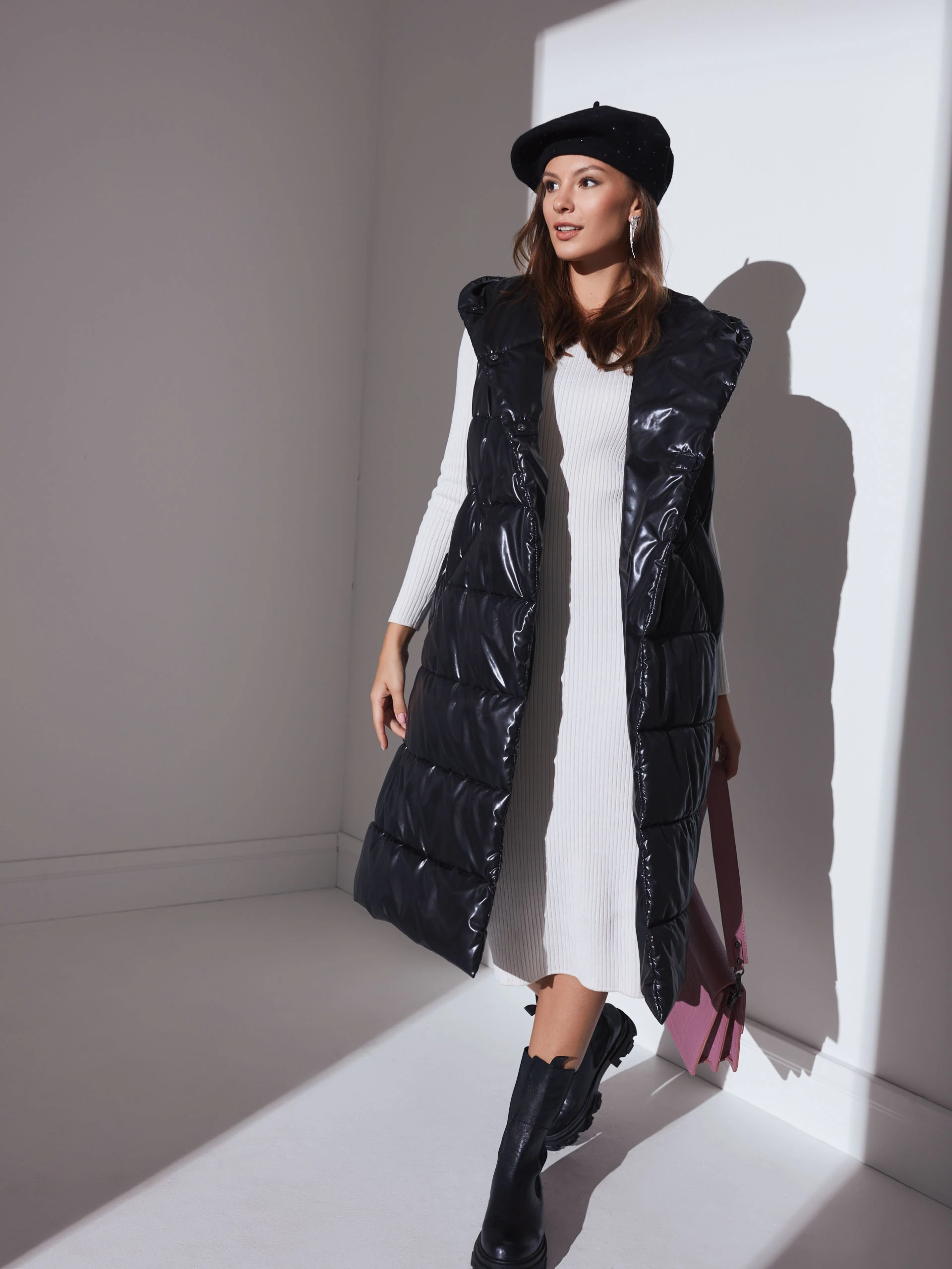 BLACK VEST WITH HOOD