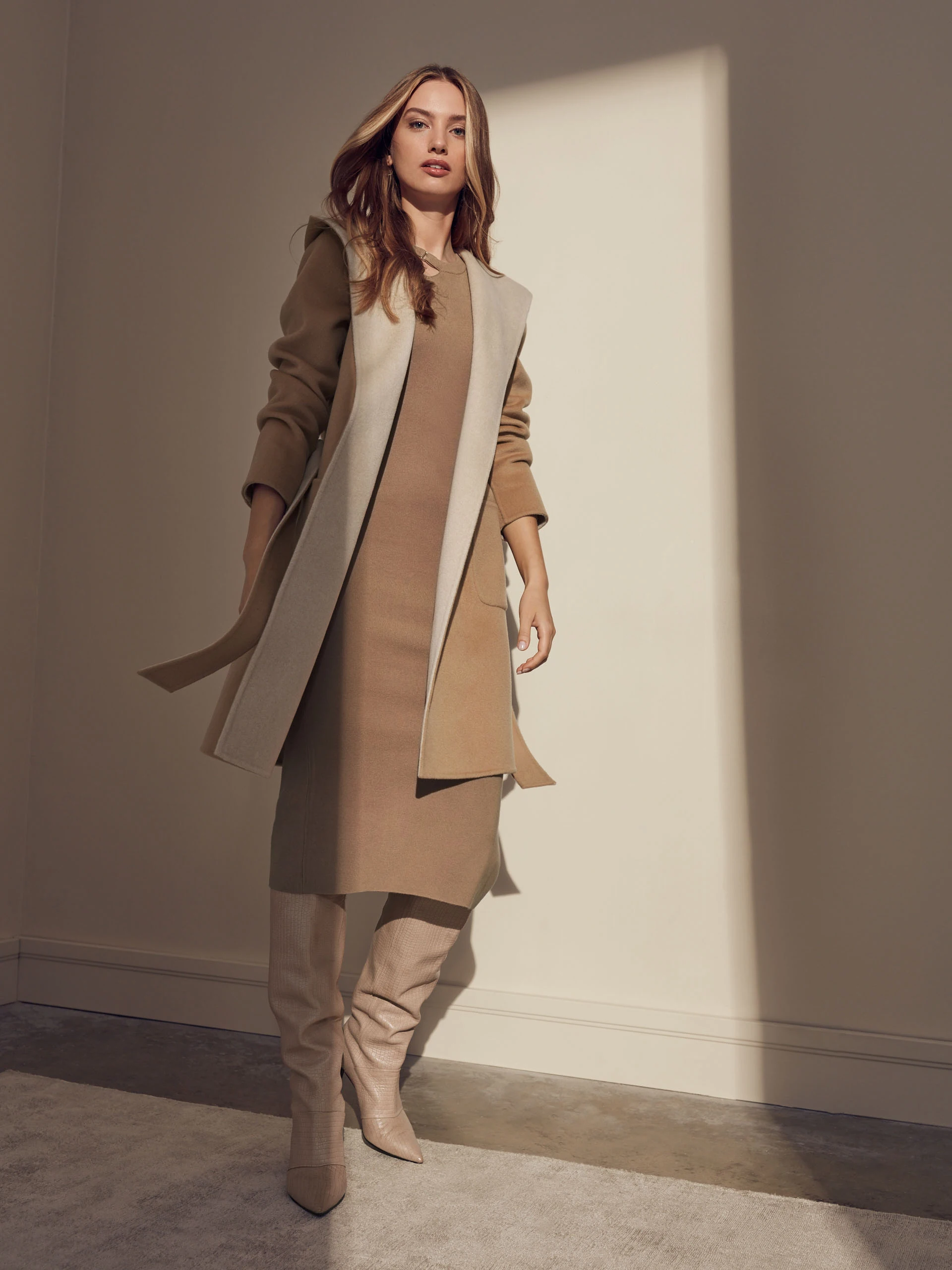 DOUBLE FACE COAT WITH HOOD