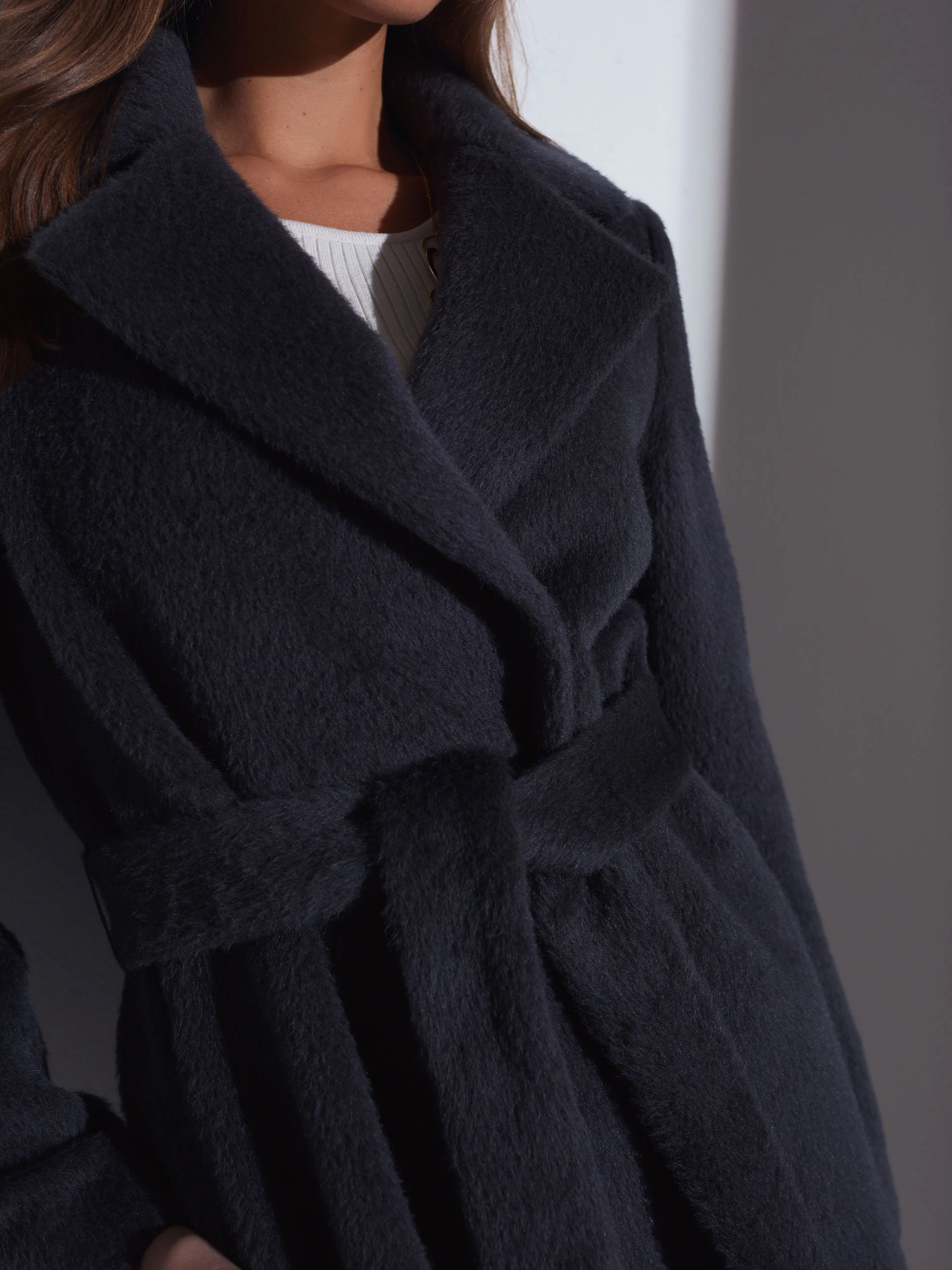 Soft alpaca wool coat in graphite
