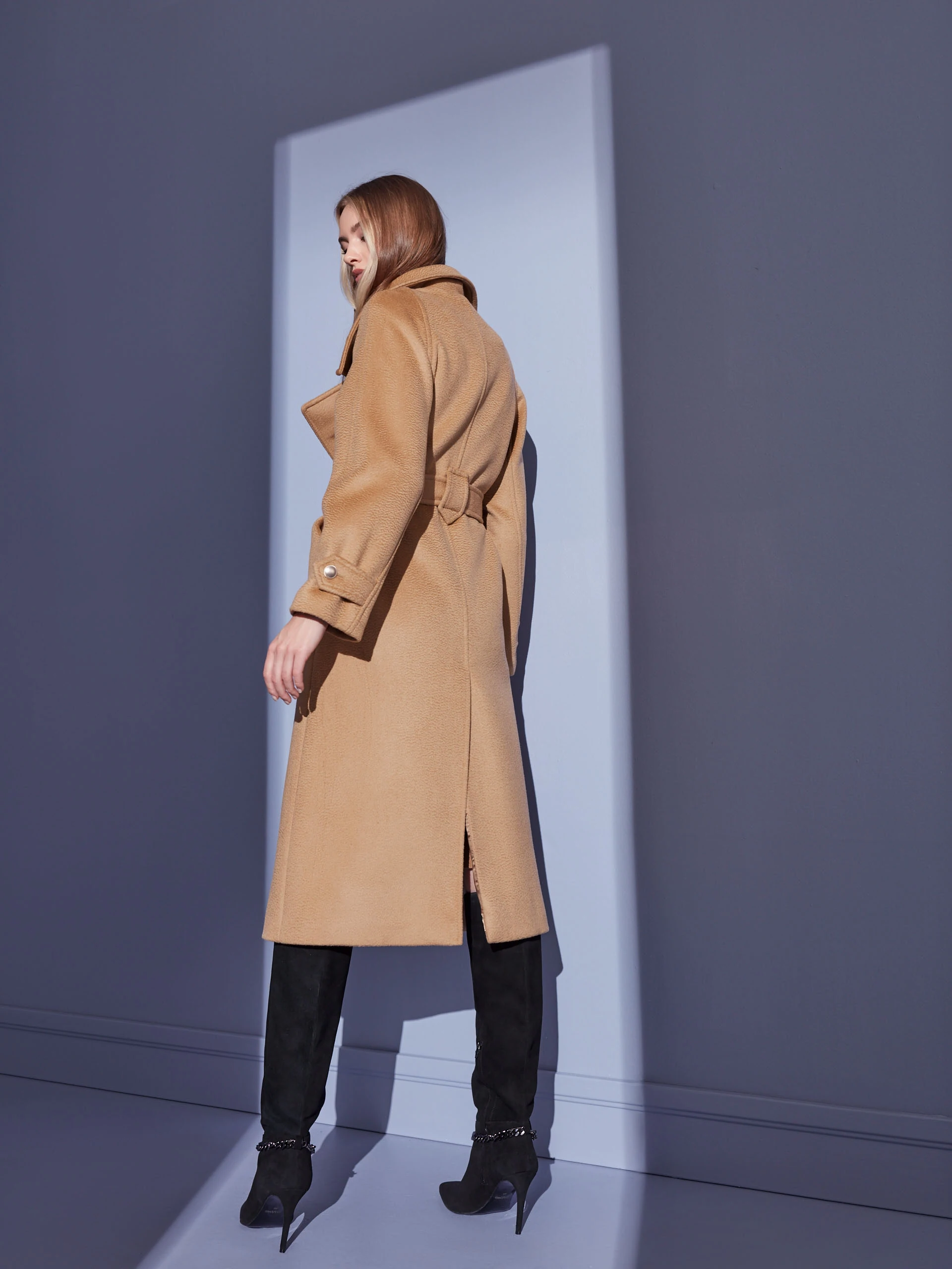 WOOL COAT WITH ZIBELLINO EFFECT