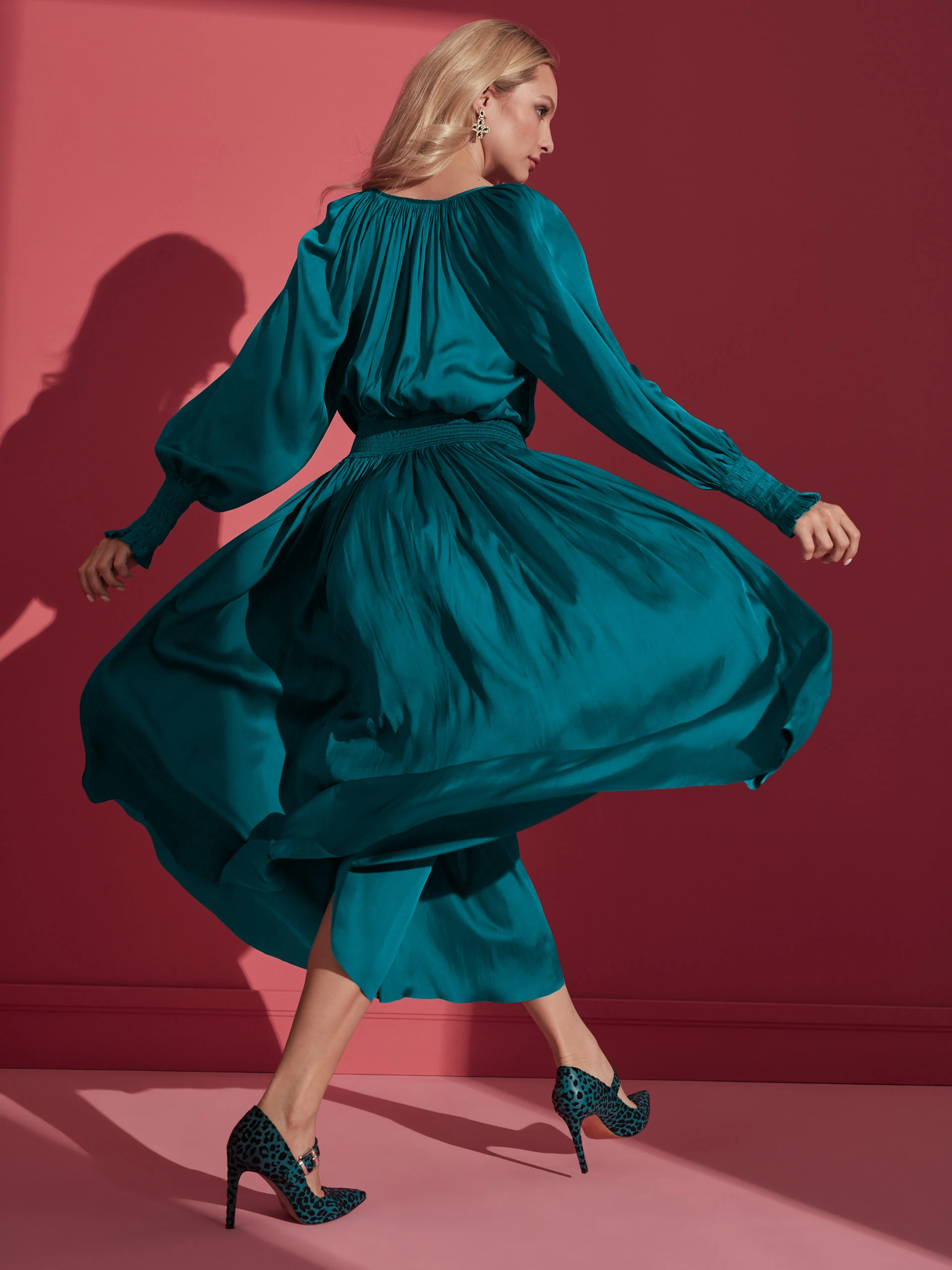 TURQUOISE SATIN DRESS