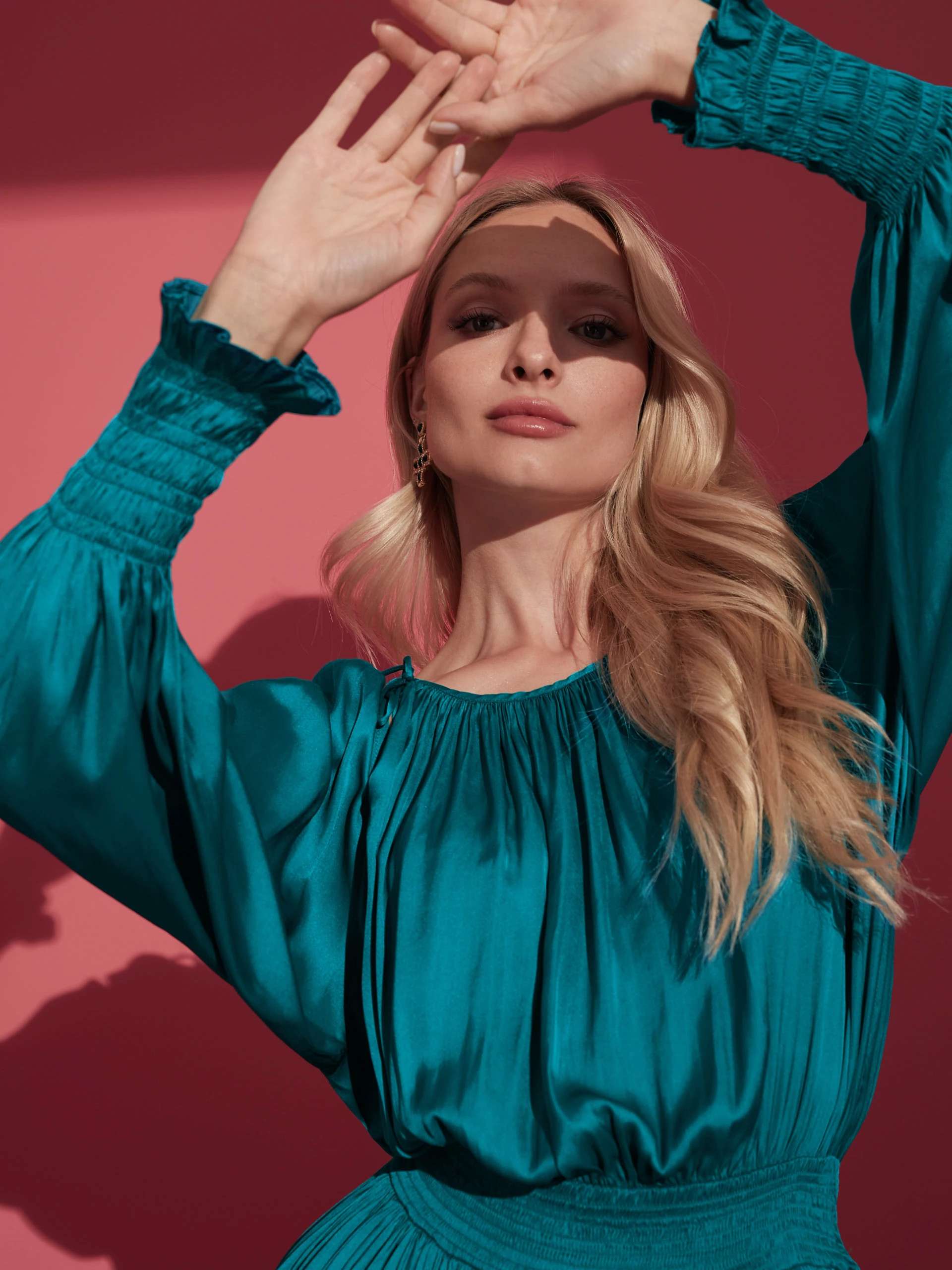 TURQUOISE SATIN DRESS