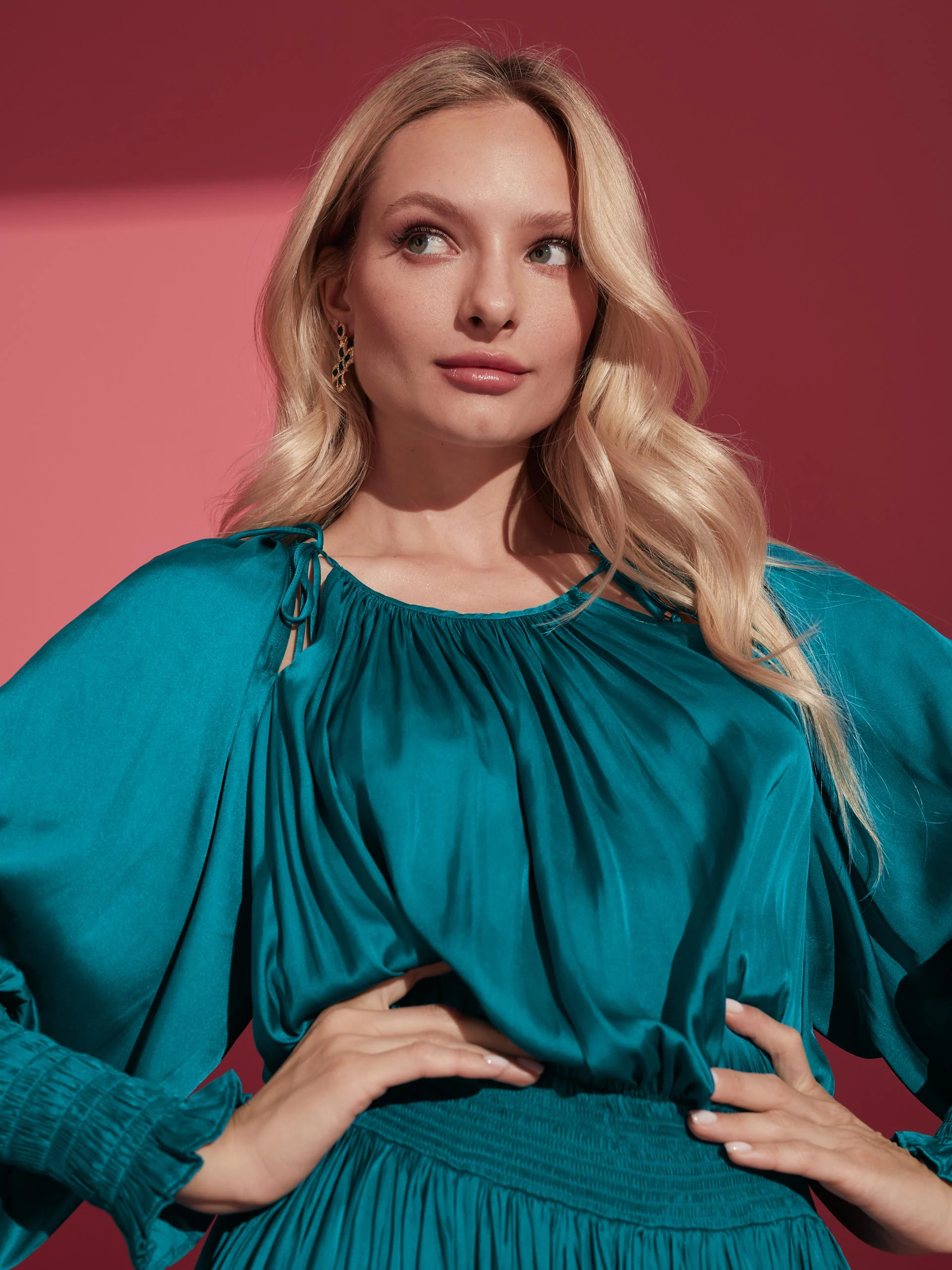 TURQUOISE SATIN DRESS