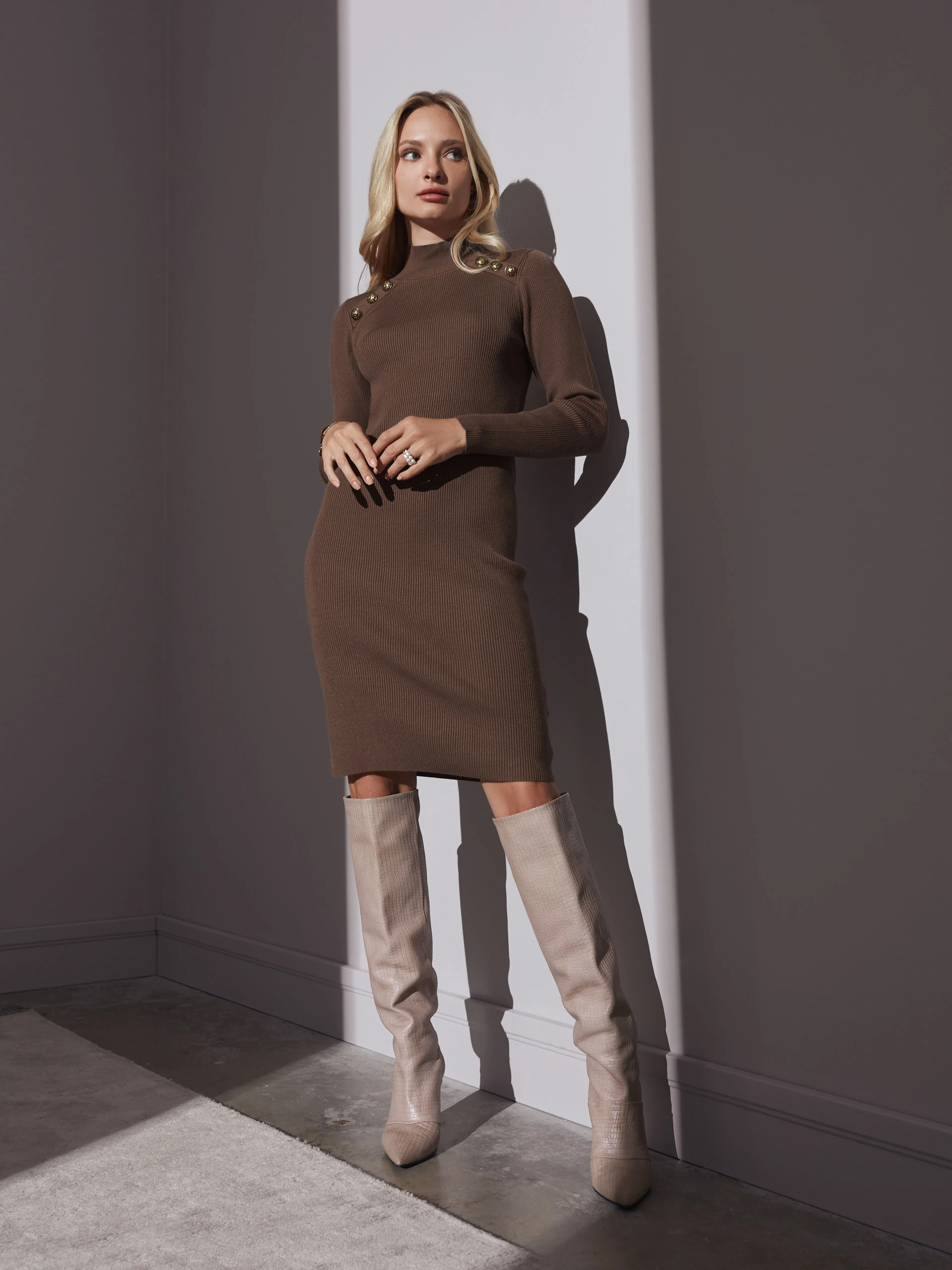 BROWN KNIT DRESS