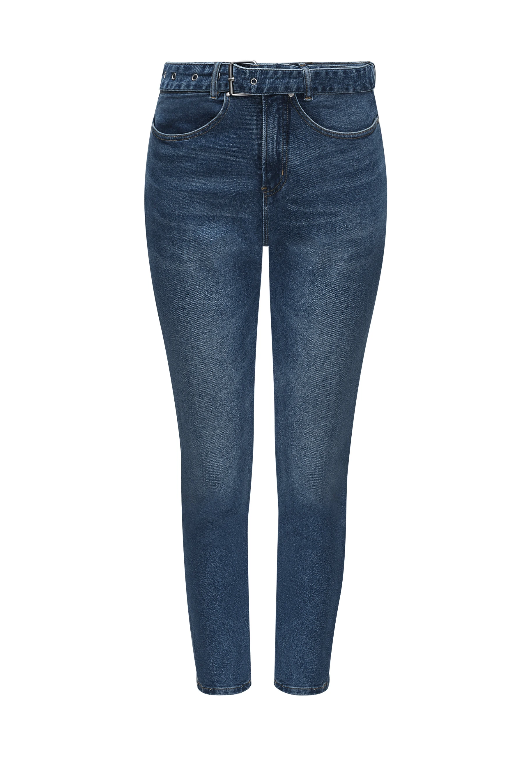 HIGH-WAISTED DENIM PANTS