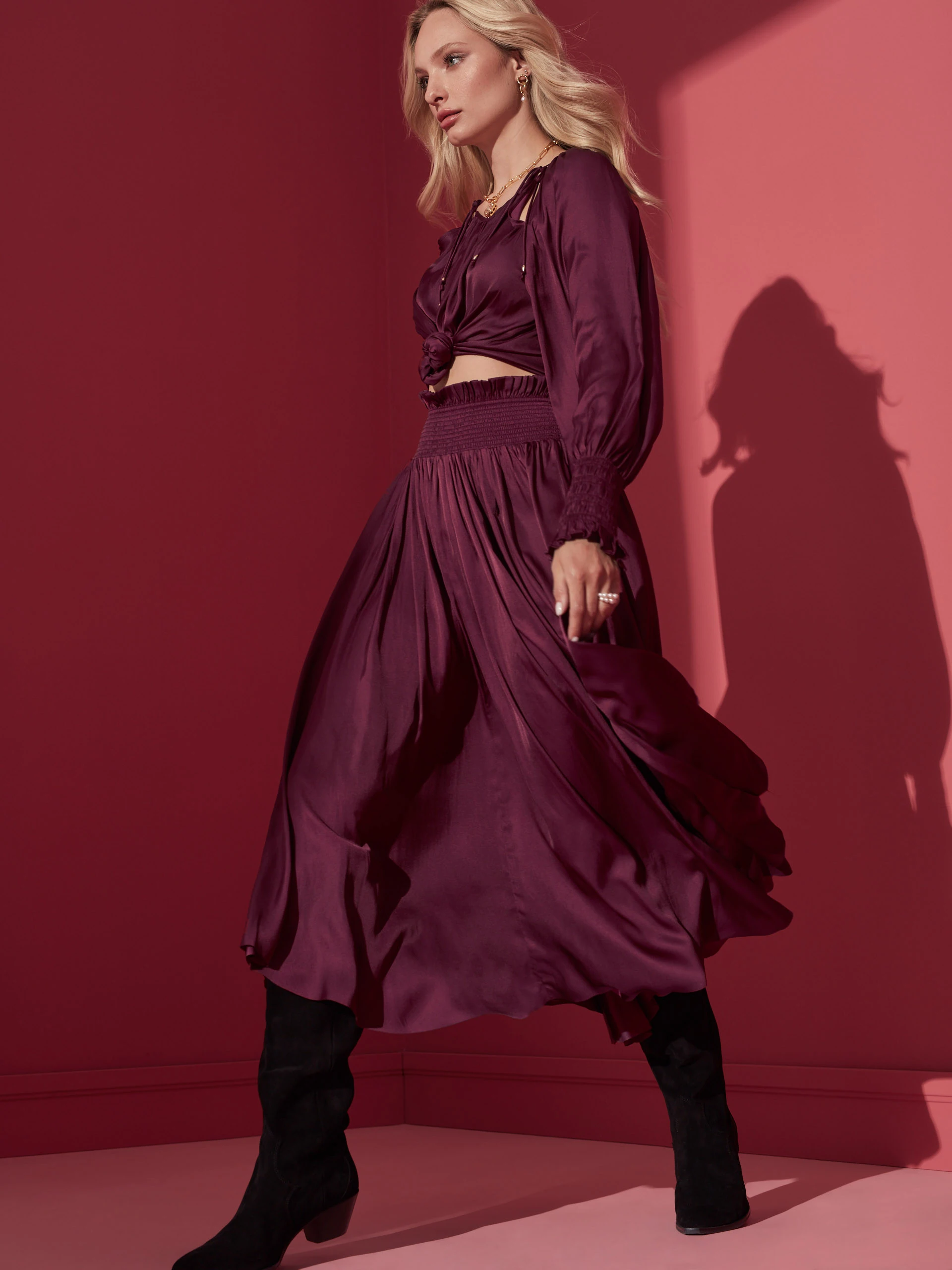 AIRY BURGUNDY SKIRT
