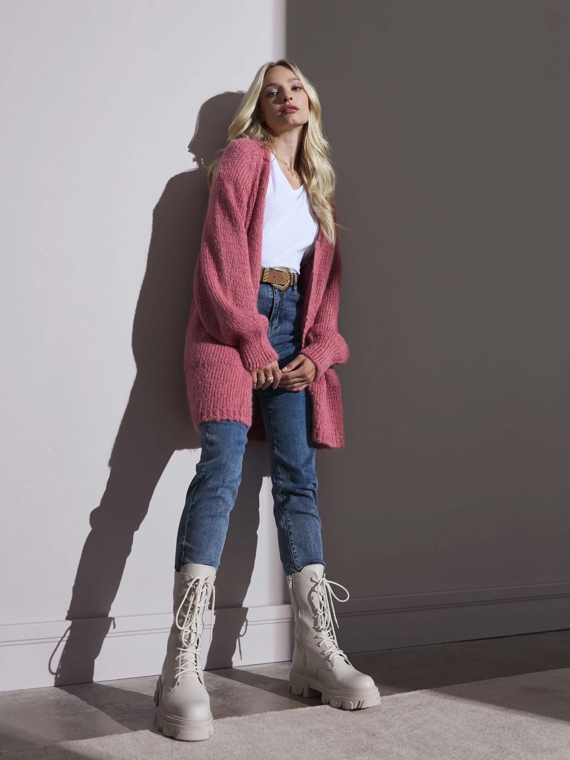 PINK CARDIGAN WITH POCKETS