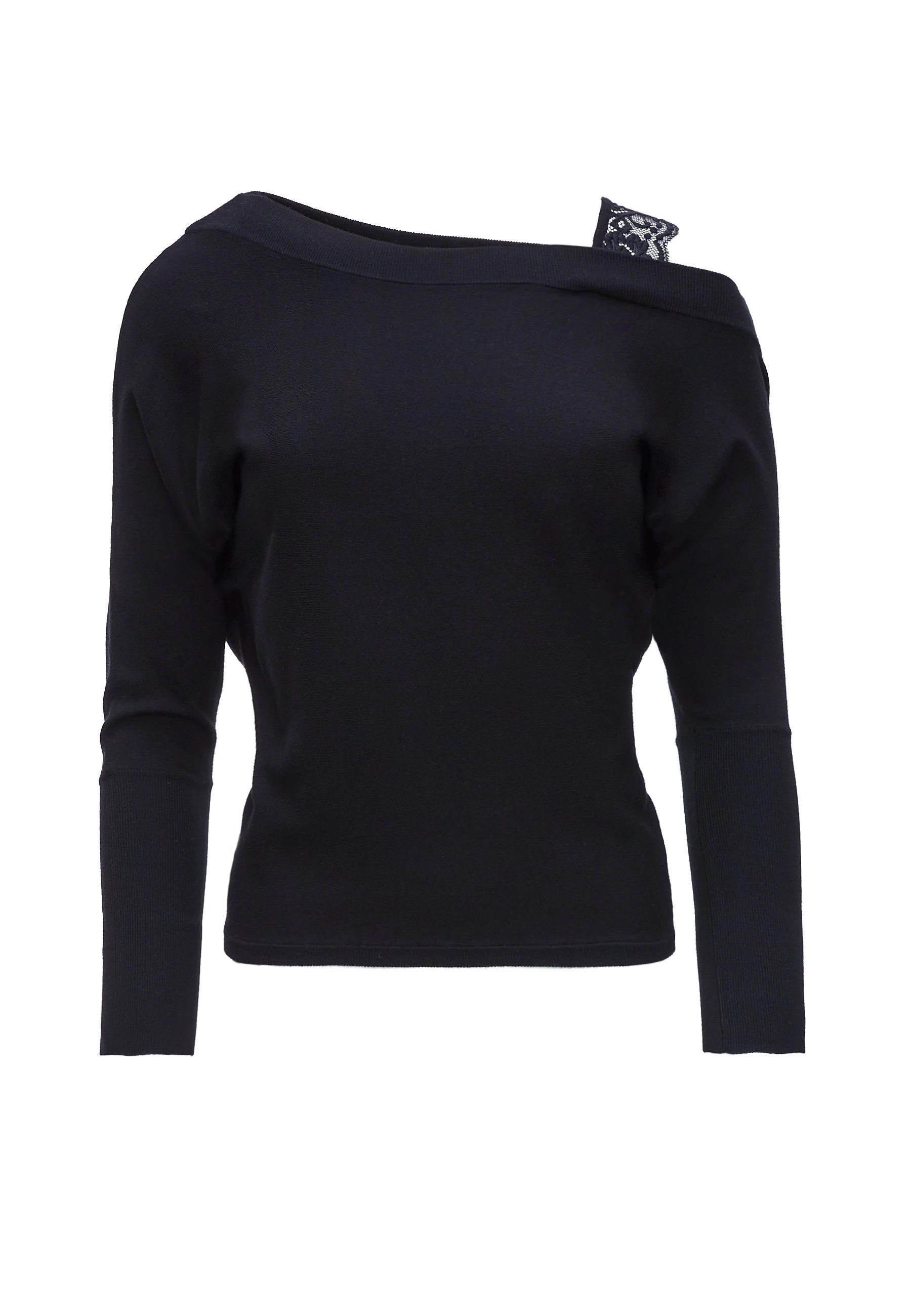 SWETER Z KORONKOWYM RAMIĄCZKIEM