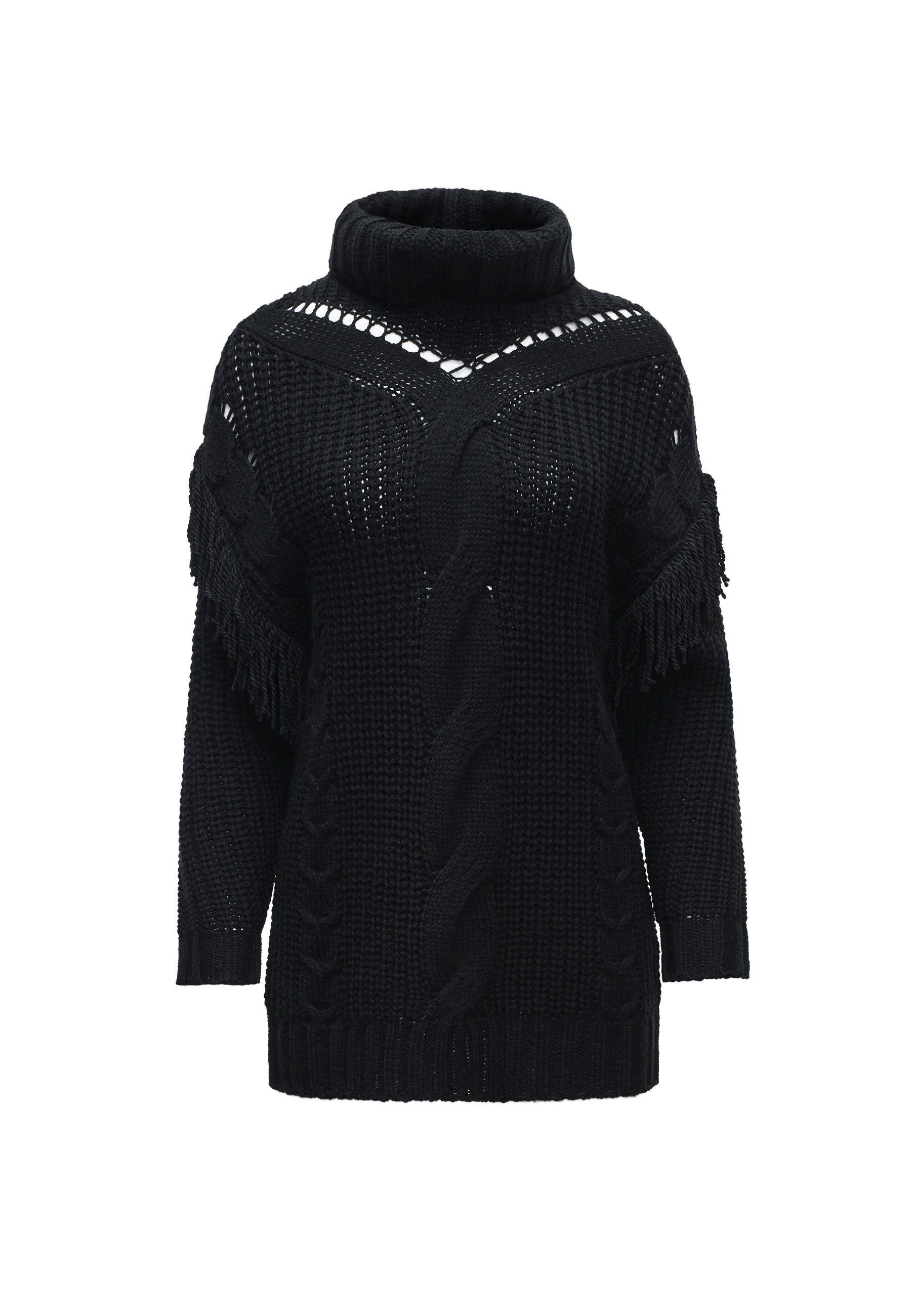 BLACK WOOL SWEATER WITH TURTLENECK