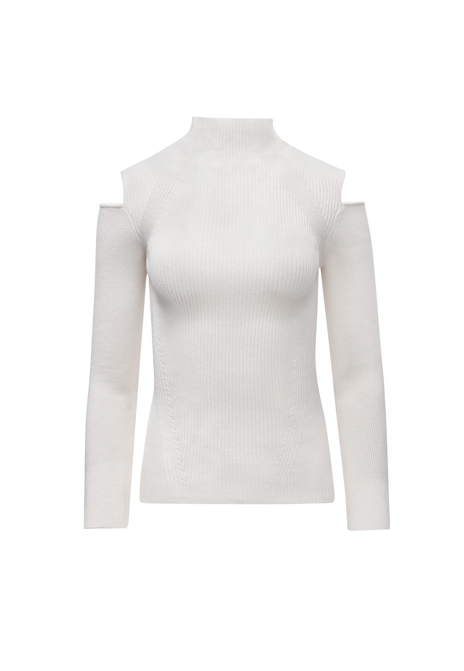 BEIGE SWEATER WITH CUTOUTS ON SHOULDERS