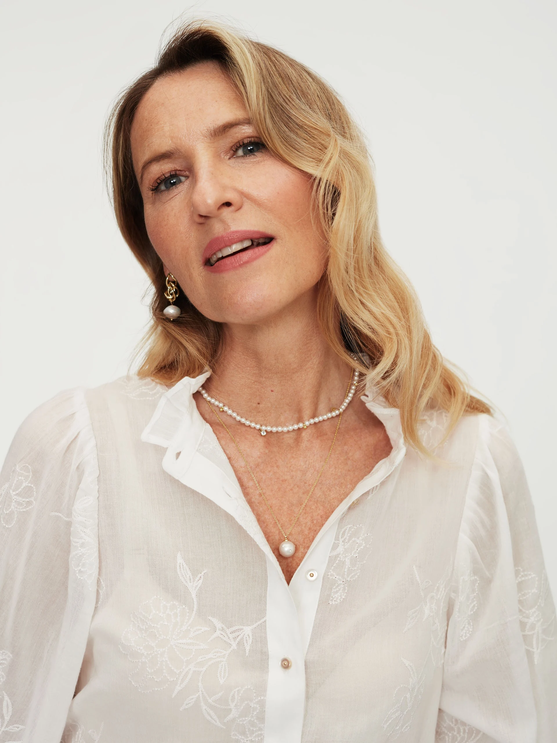 White blouse with wide sleeves