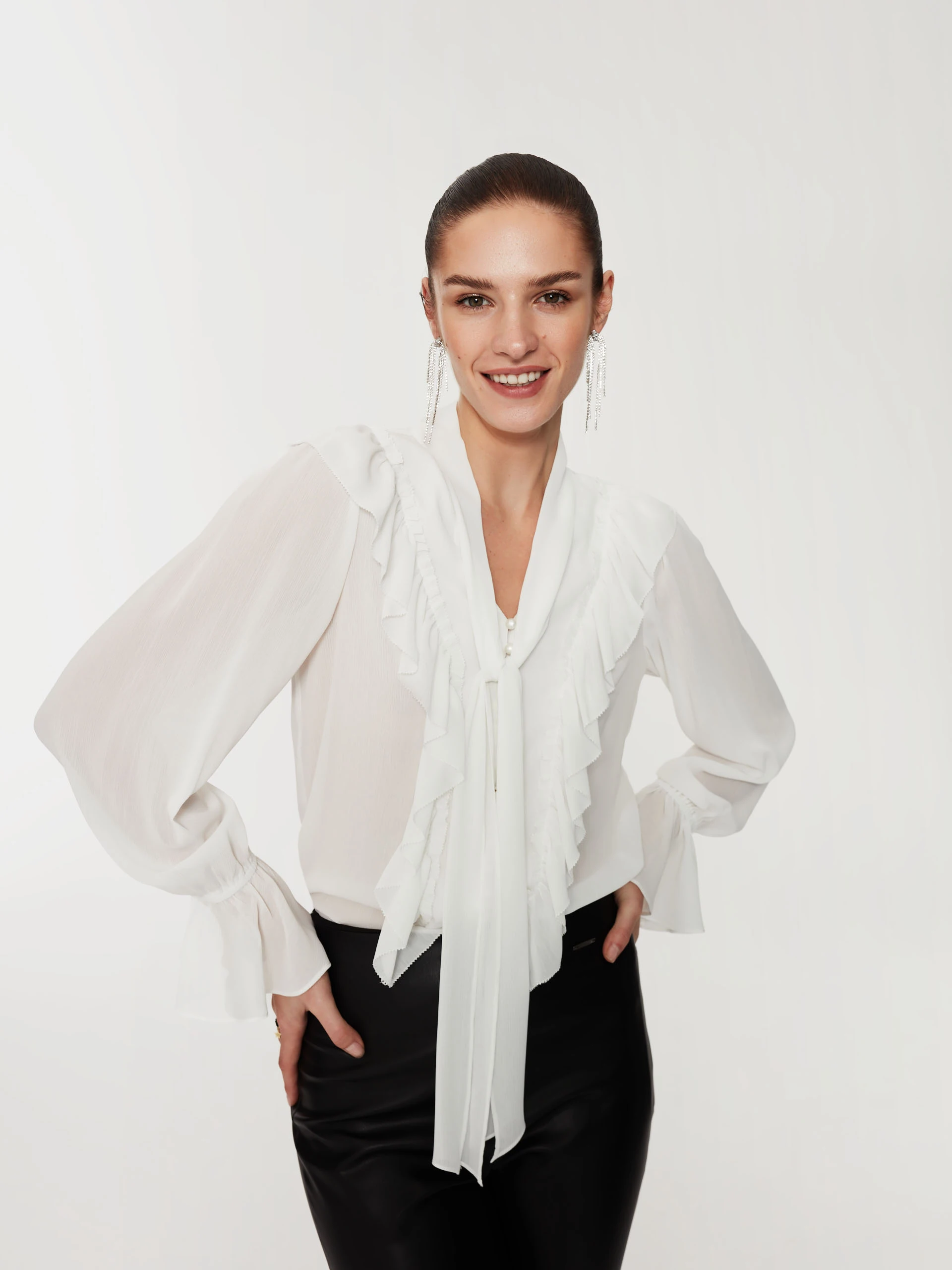 White shirt with jabot