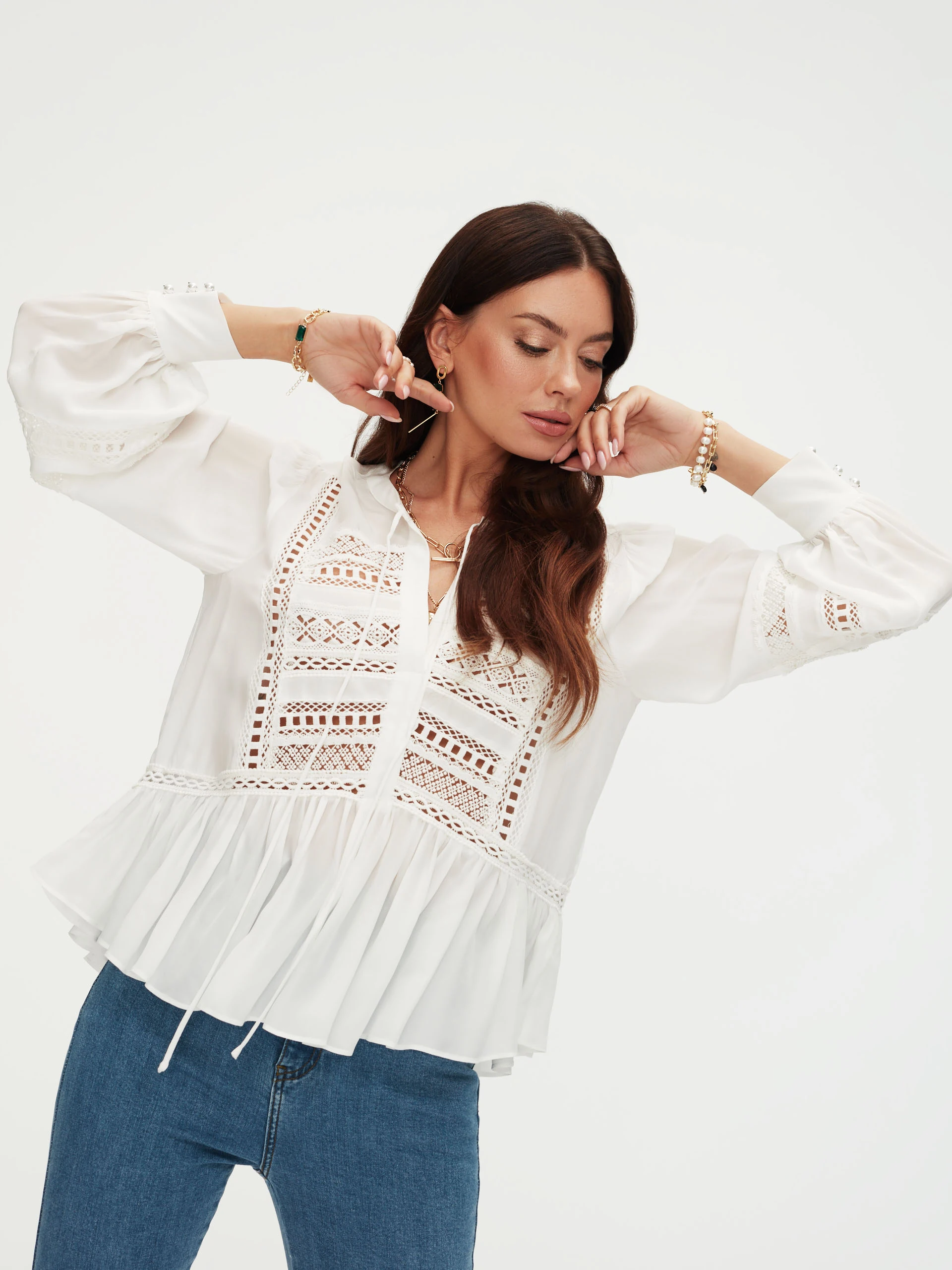 White blouse with laced details