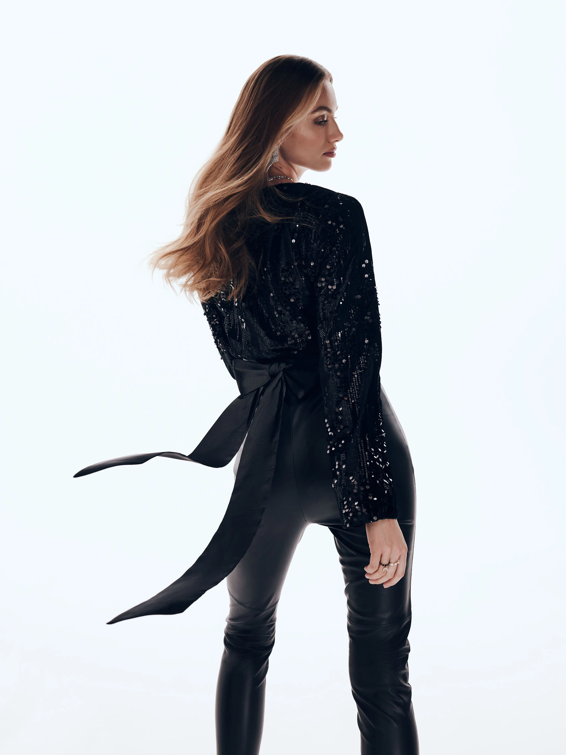 Sequin long sleeve blouse