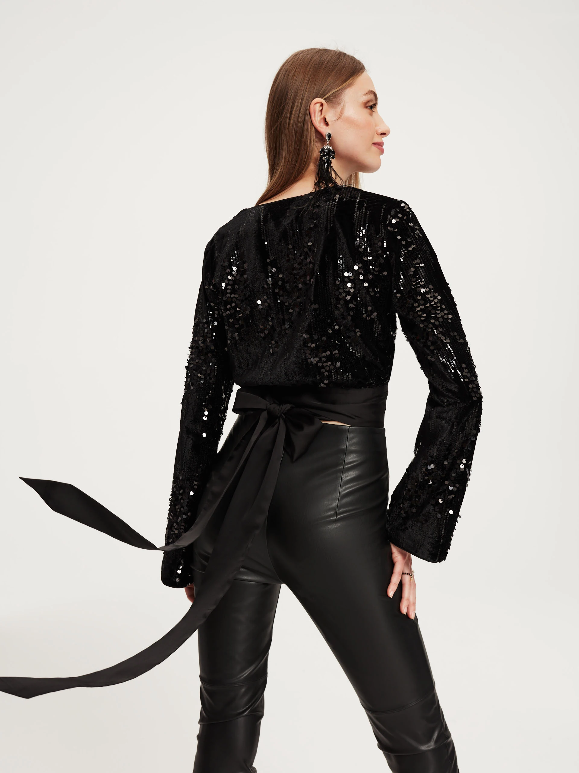 Sequin long sleeve blouse
