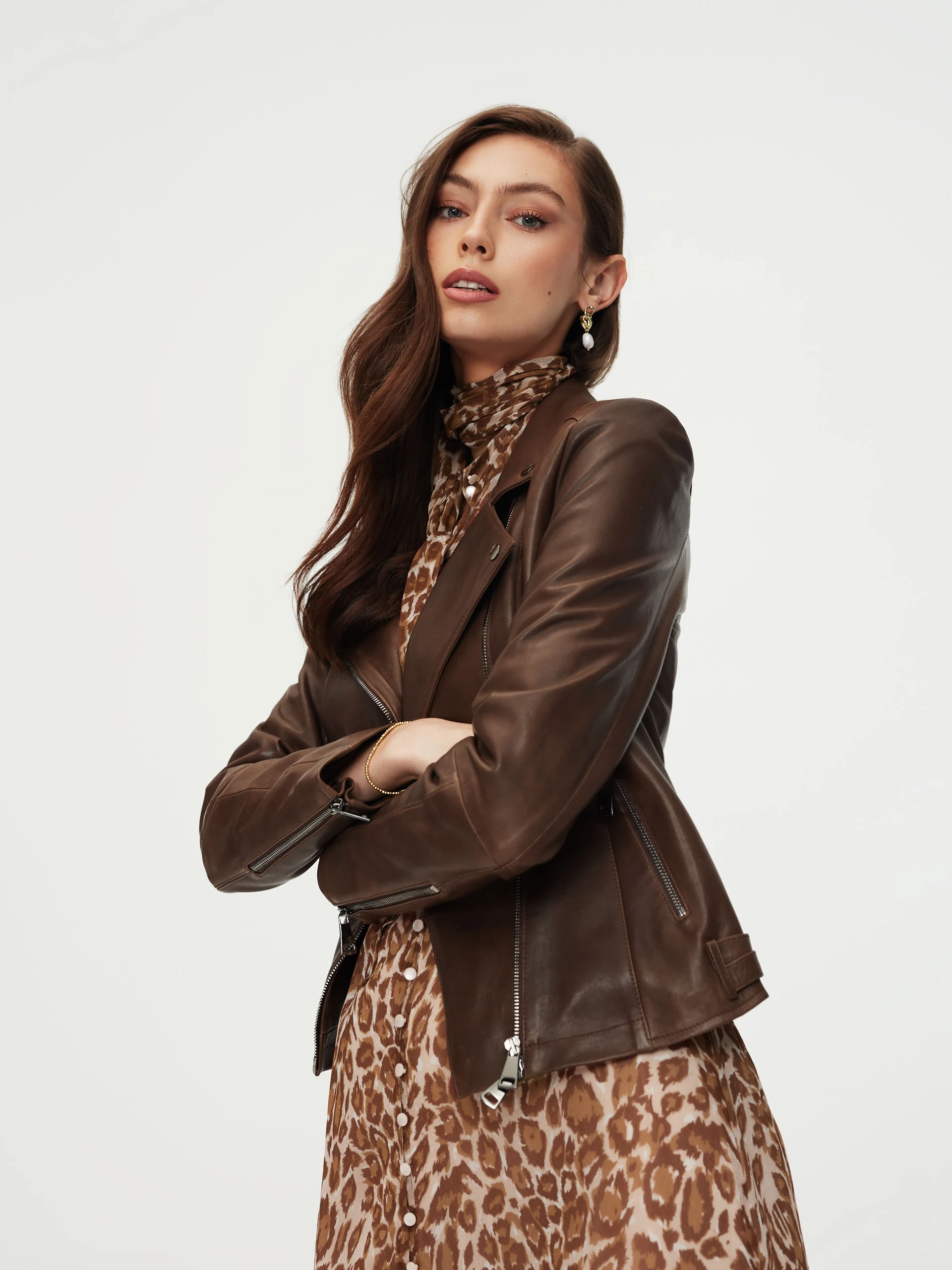 Brown leather jacket