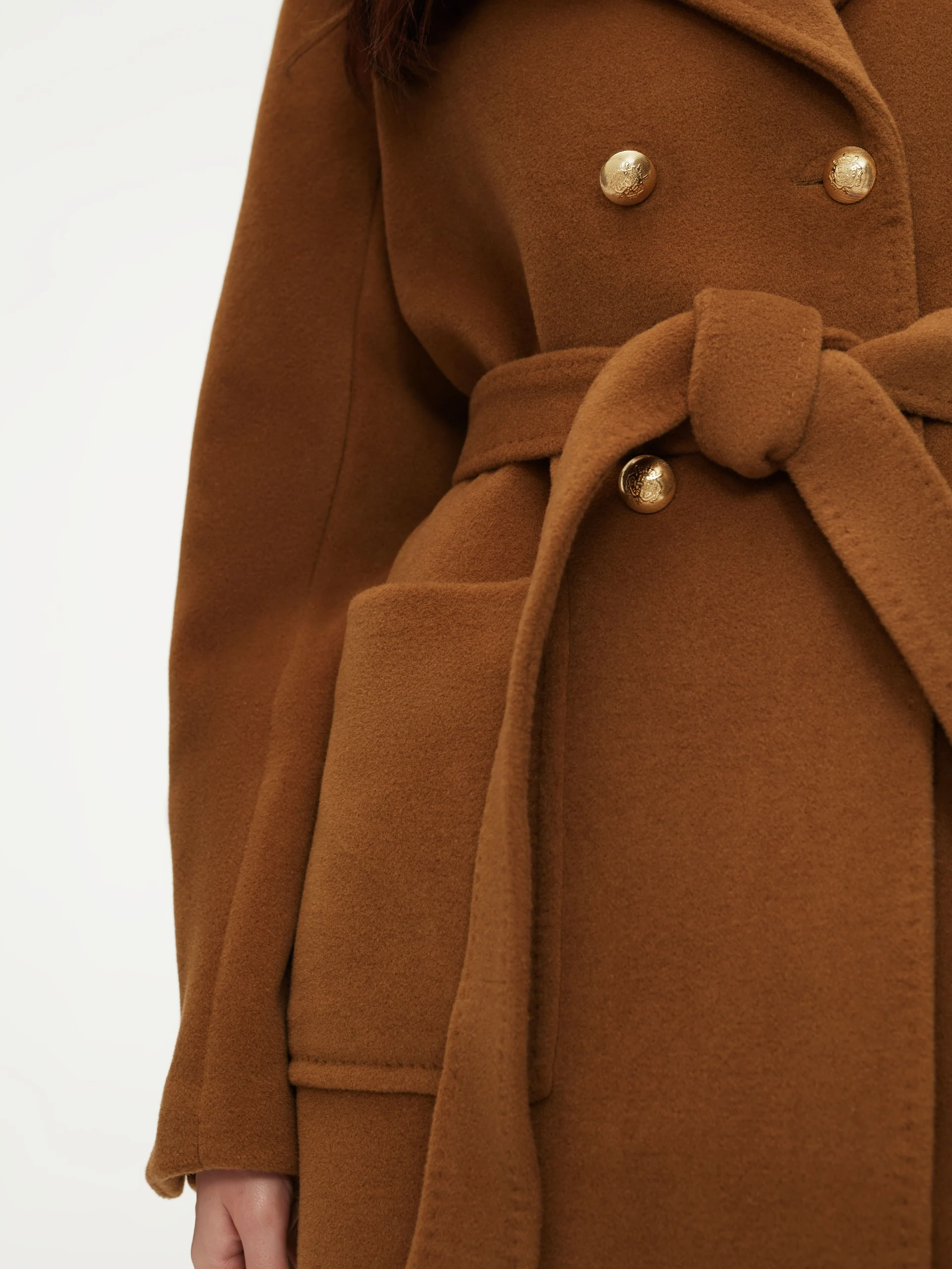 Carmel-colored wool coat