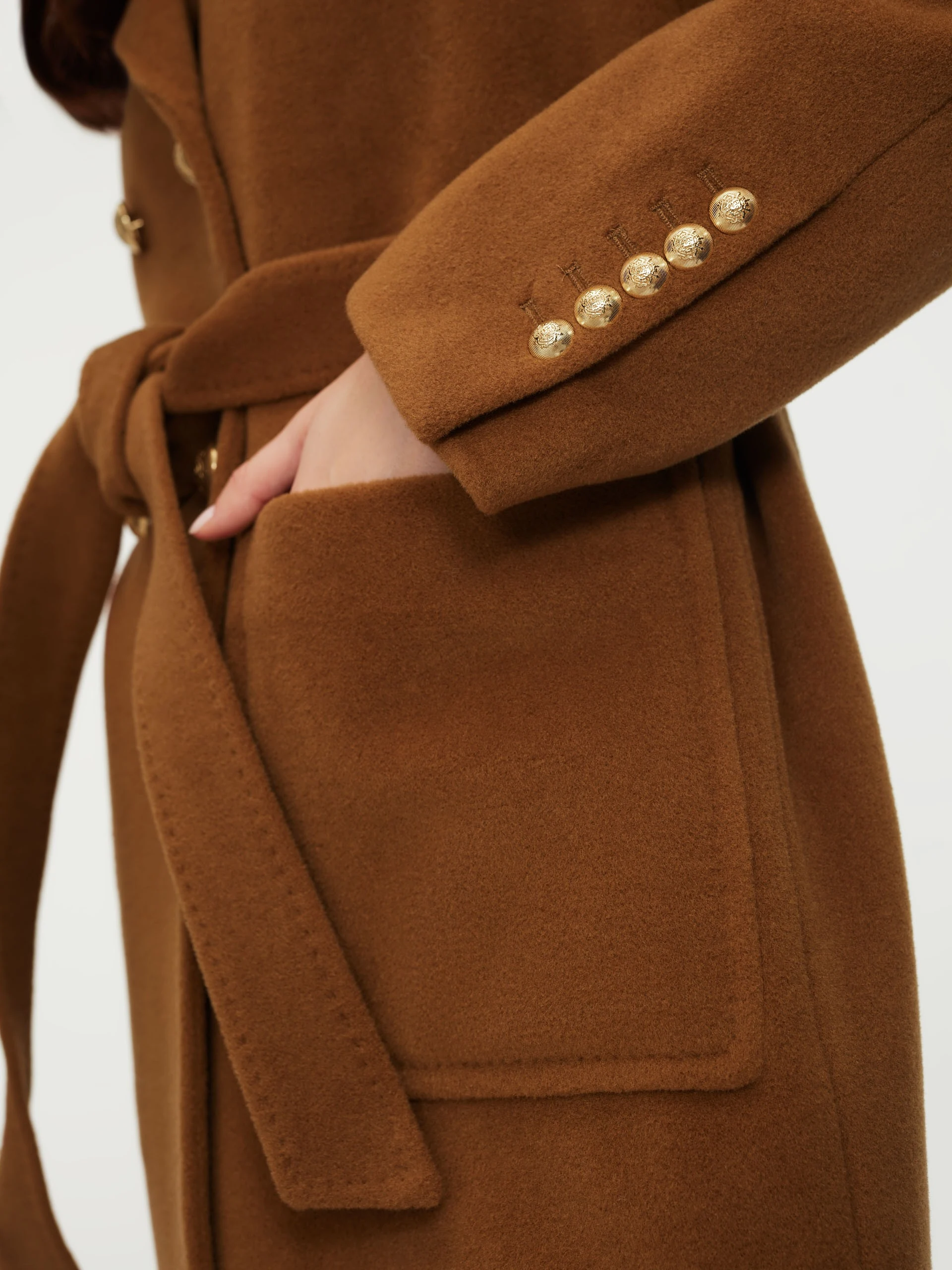 Carmel-colored wool coat