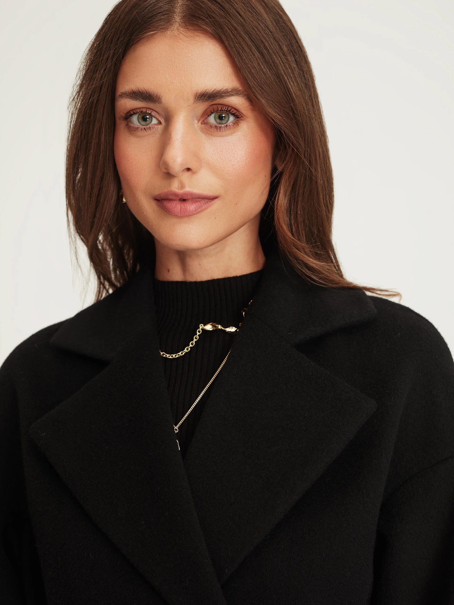 Black wool angora coat