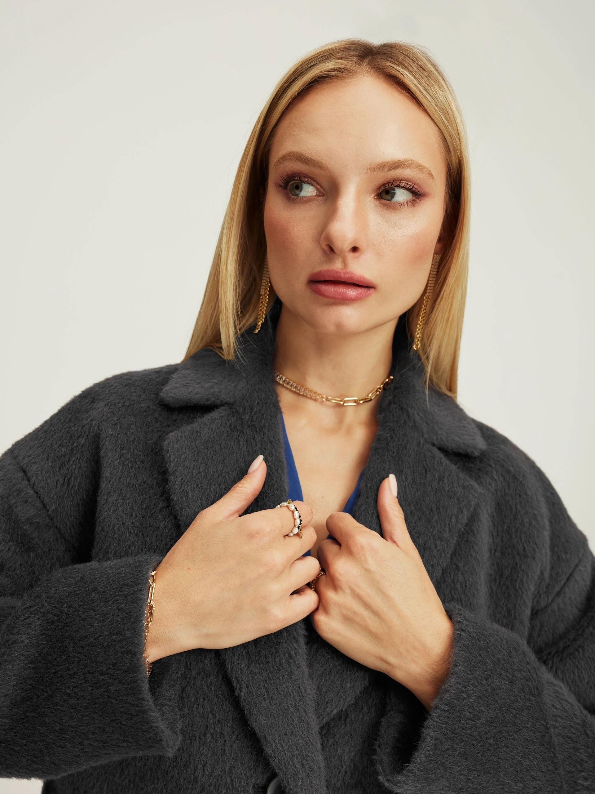 Dark grey wool and alpaca coat