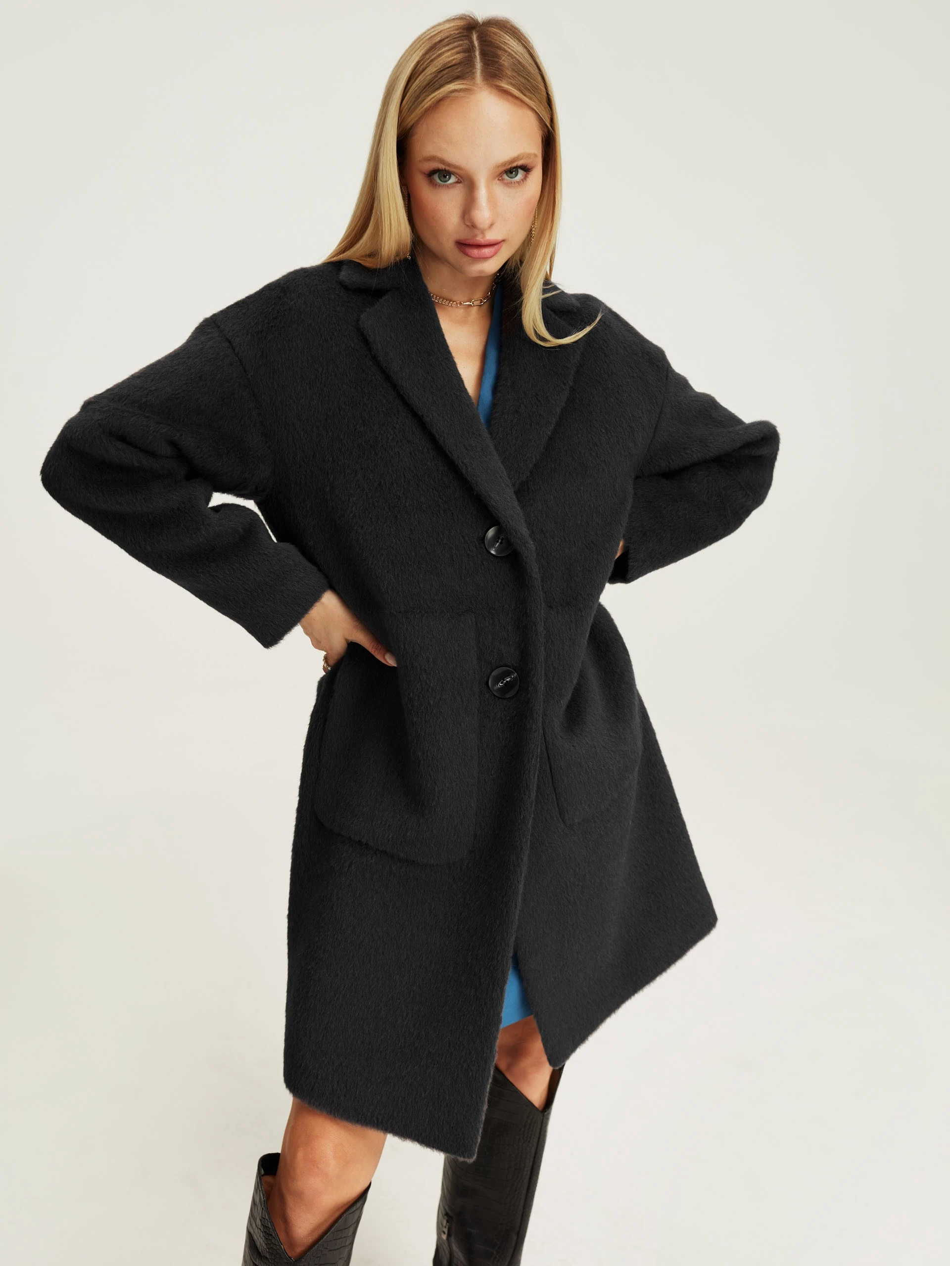 Dark grey wool and alpaca coat