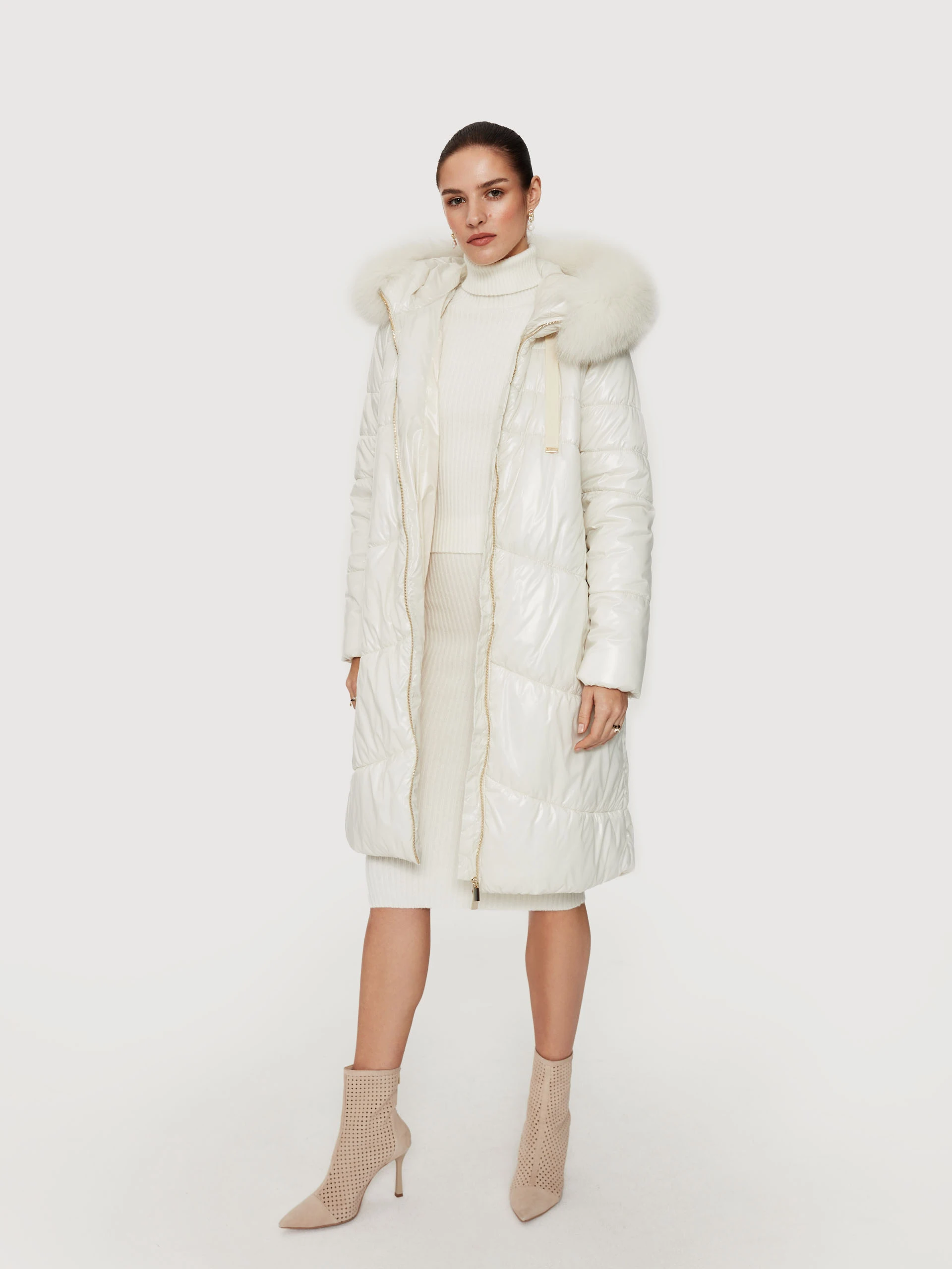 White hooded coat