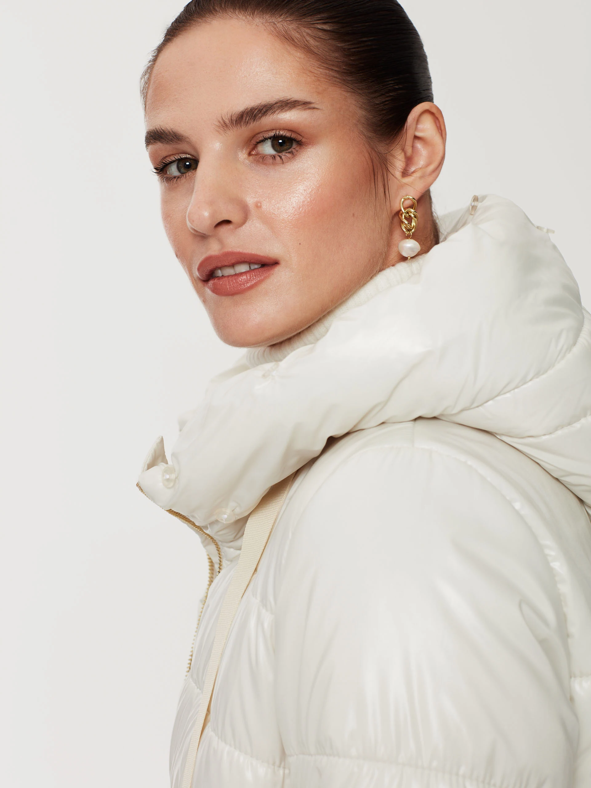 White hooded coat