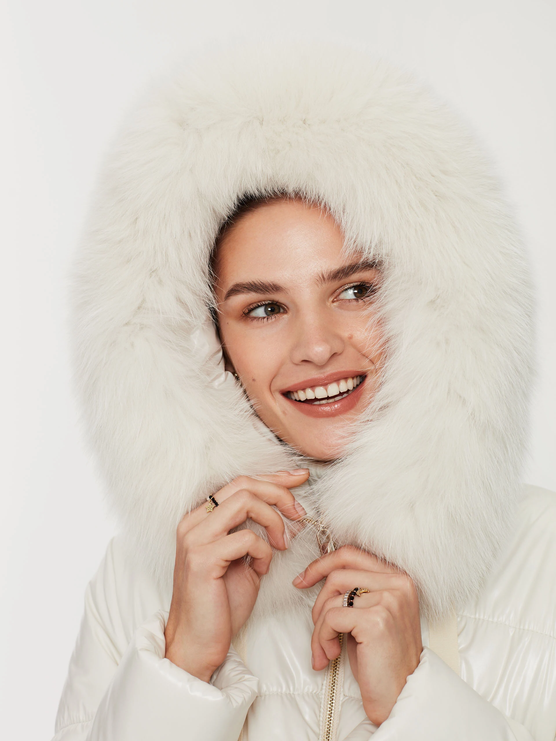 White hooded coat
