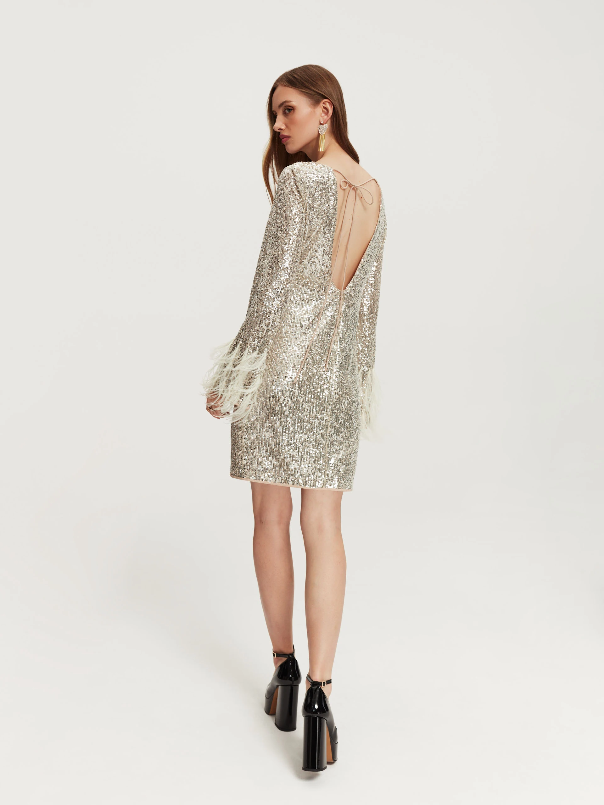 Shimmering dress in champagne color