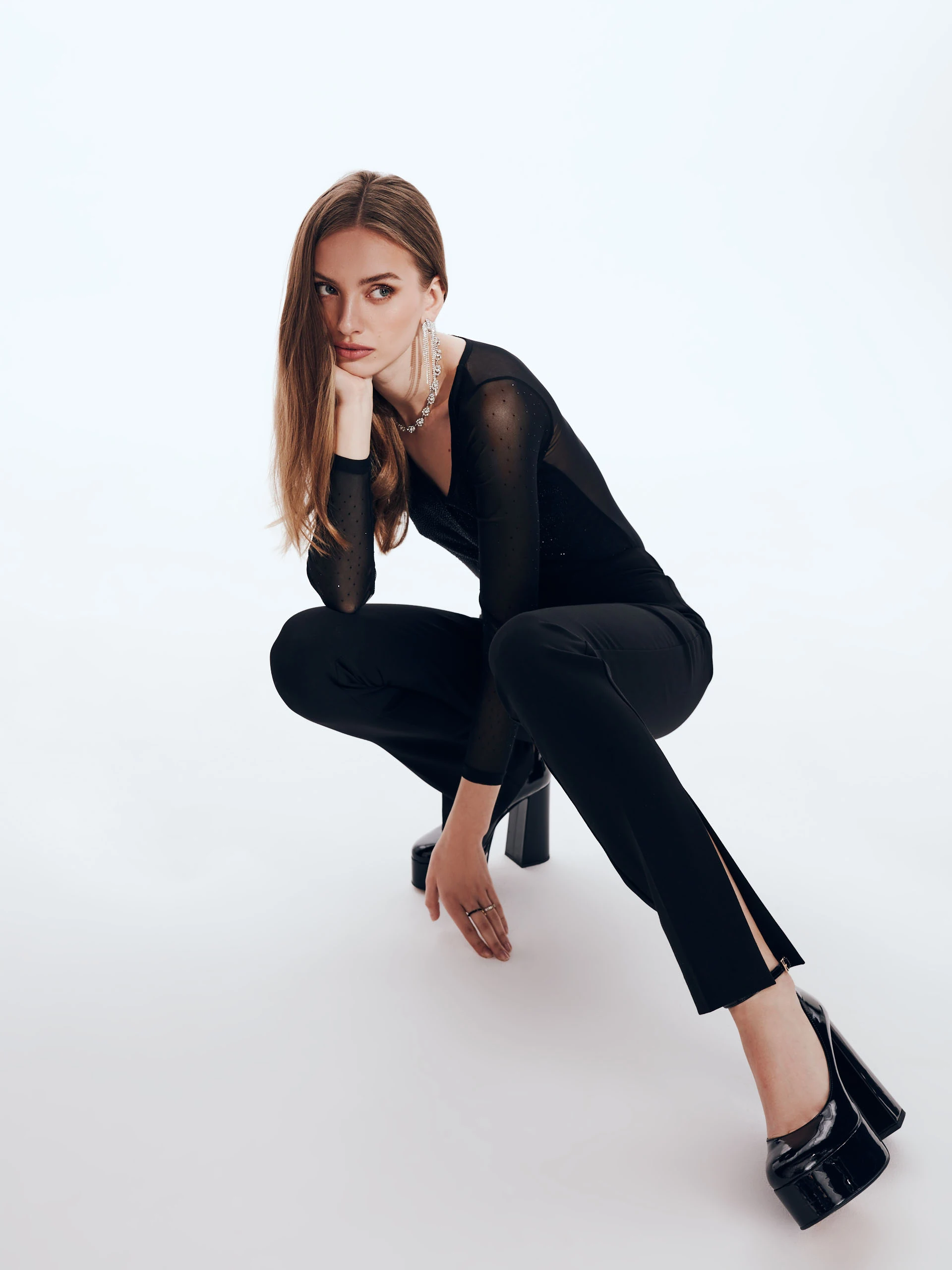 Black high-waisted cigarette pants