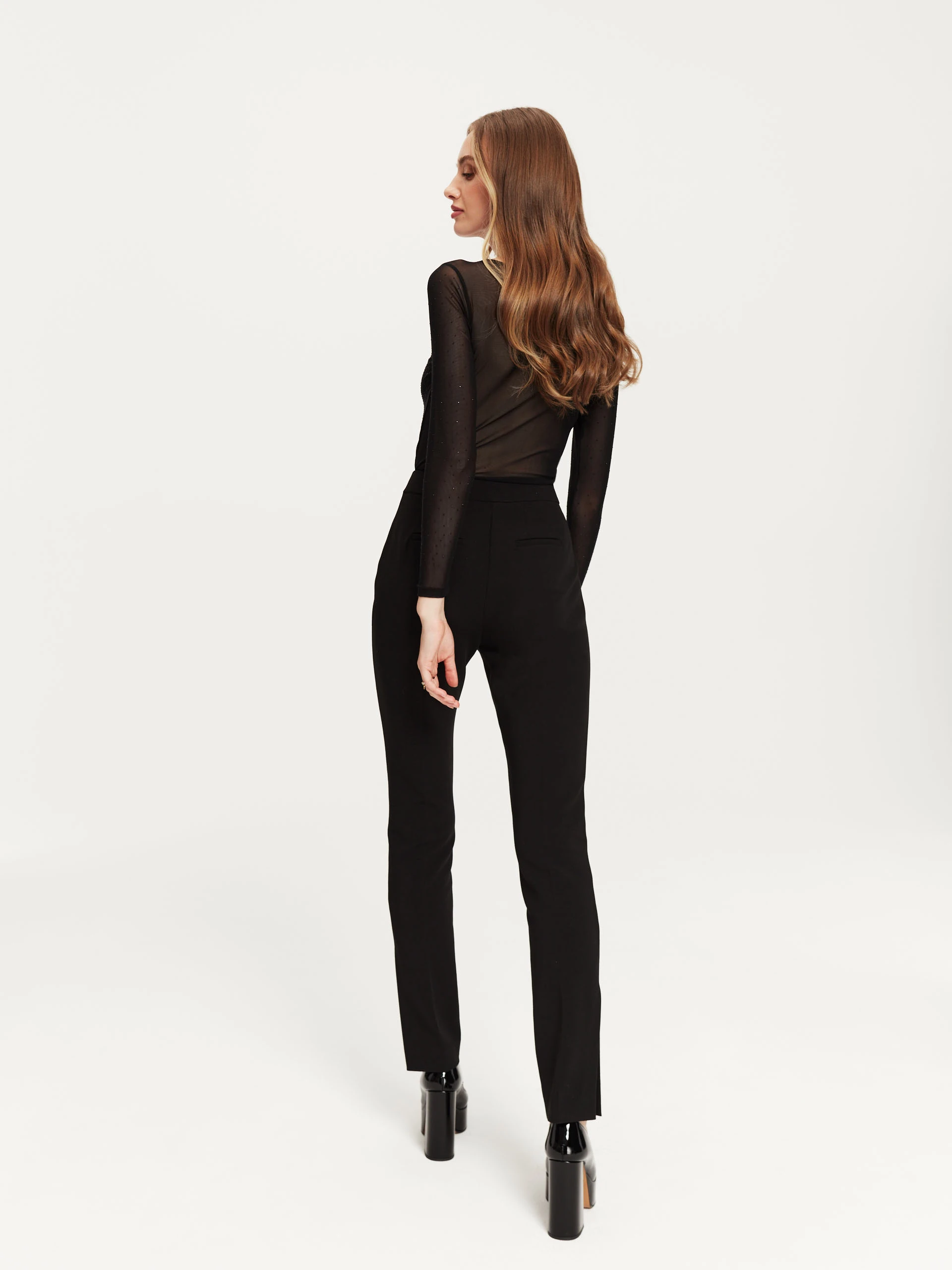 Black high-waisted cigarette pants