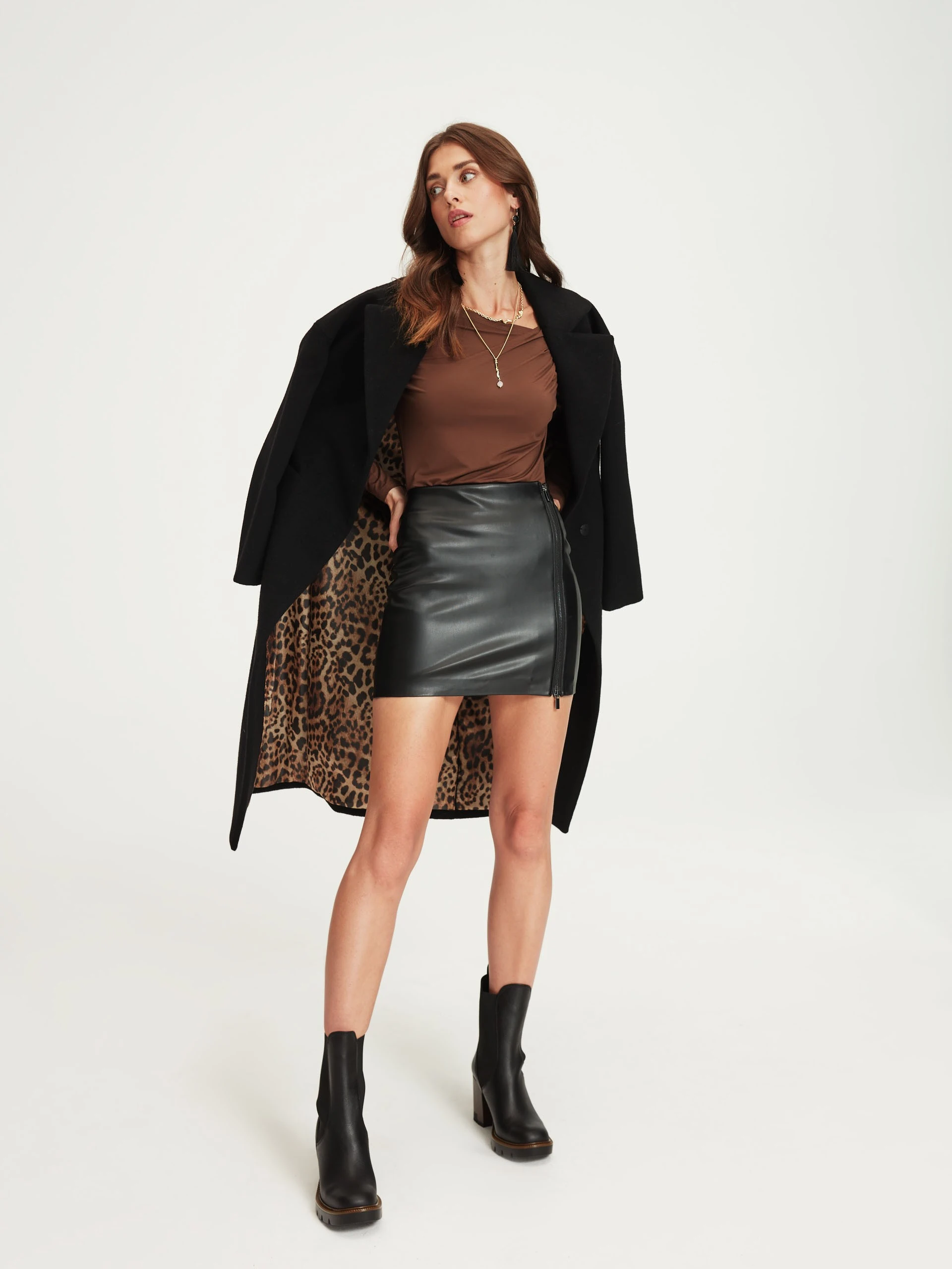 Black faux leather skirt