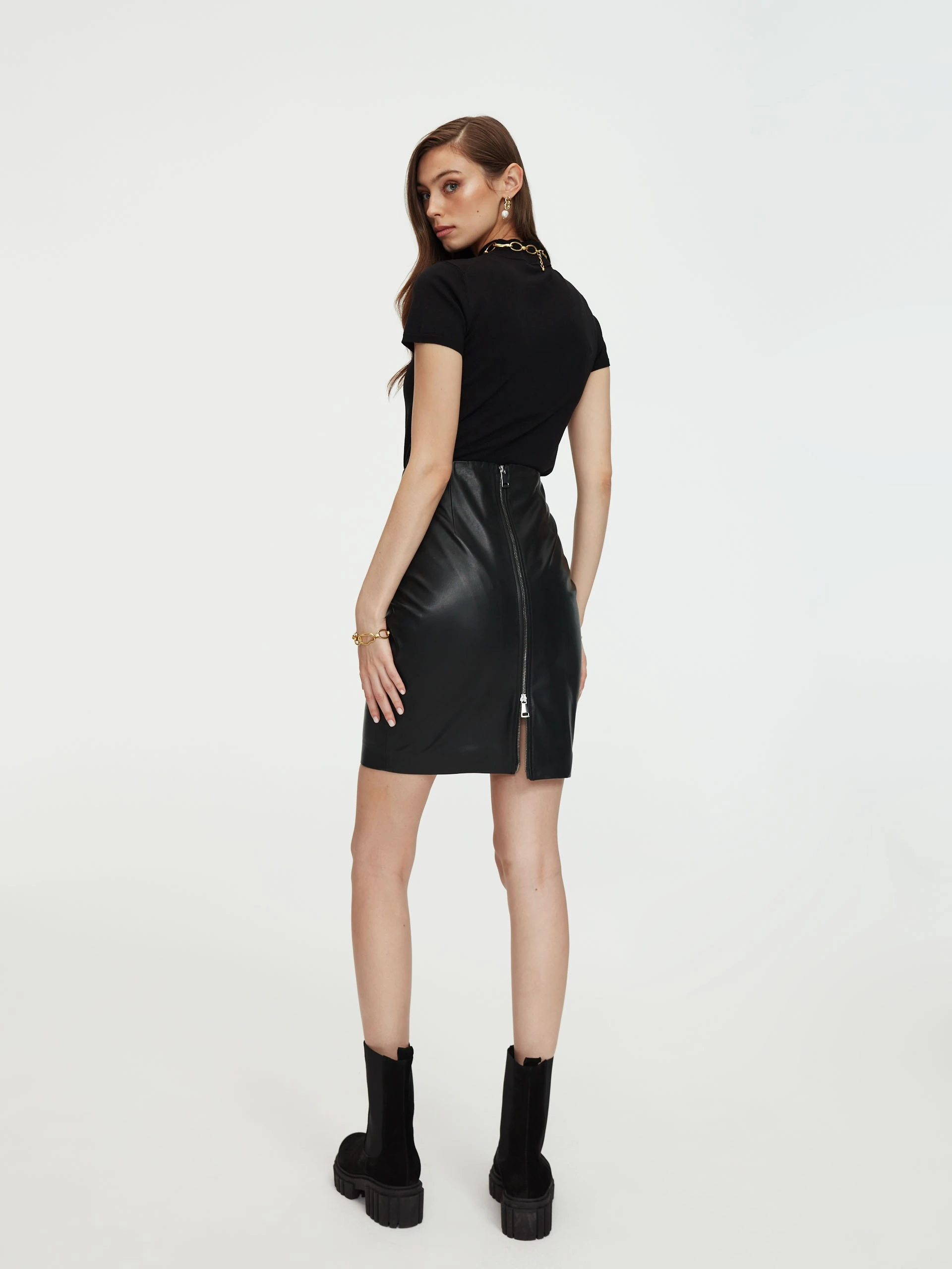 Black leather skirt