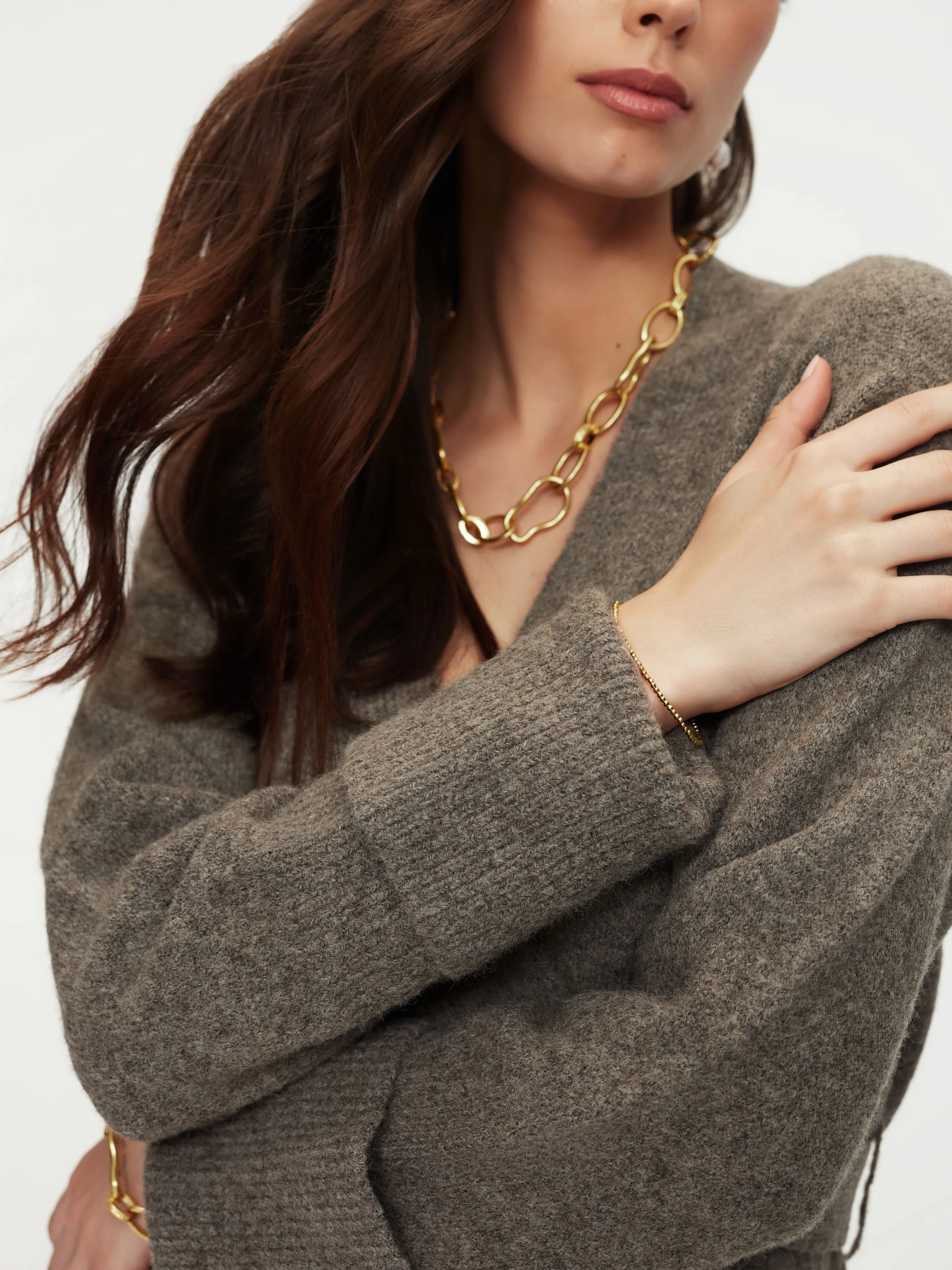 Brown sweater with waist tie