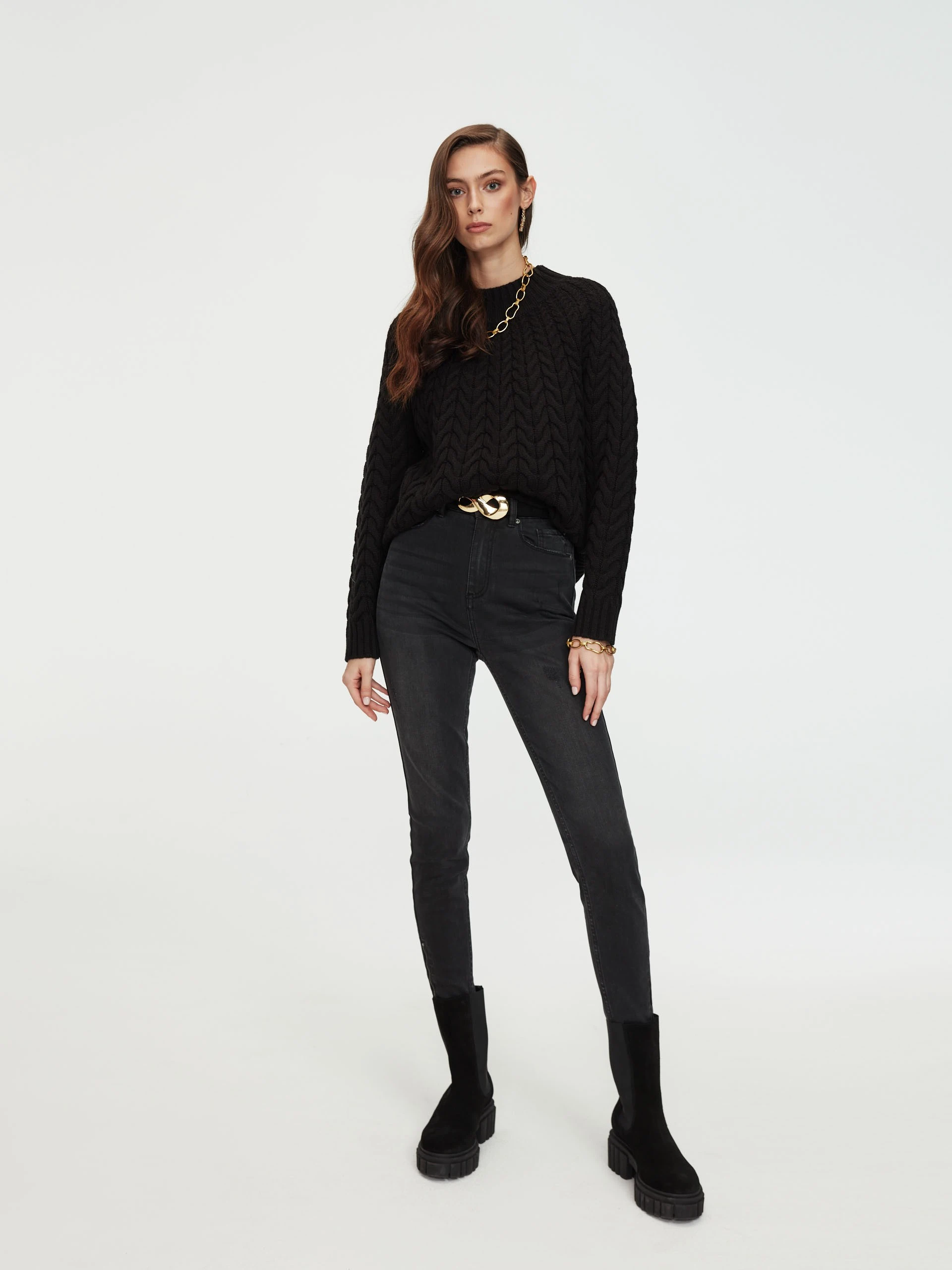 Black plaited sweater