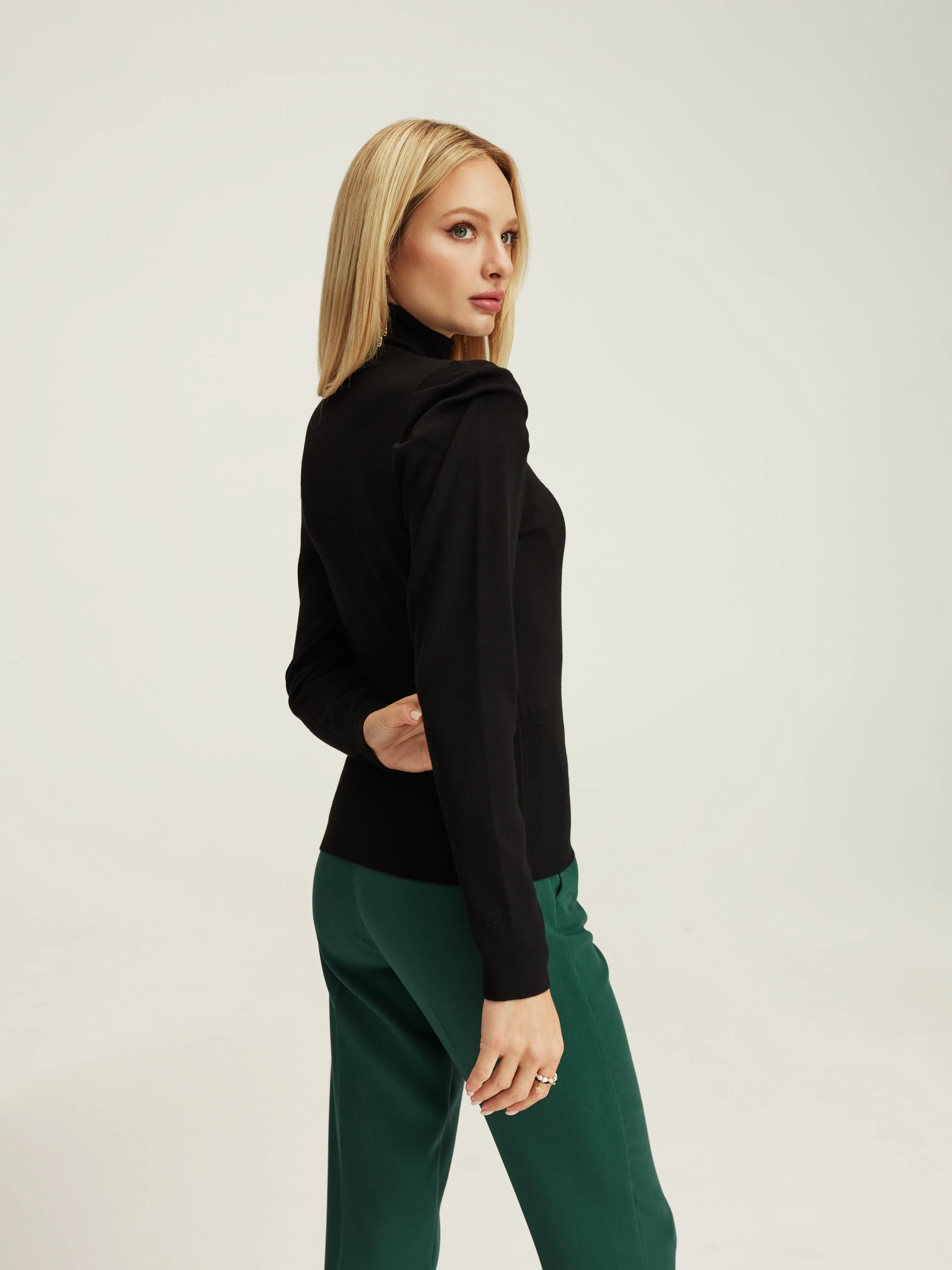 Black sweater with buff sleeves
