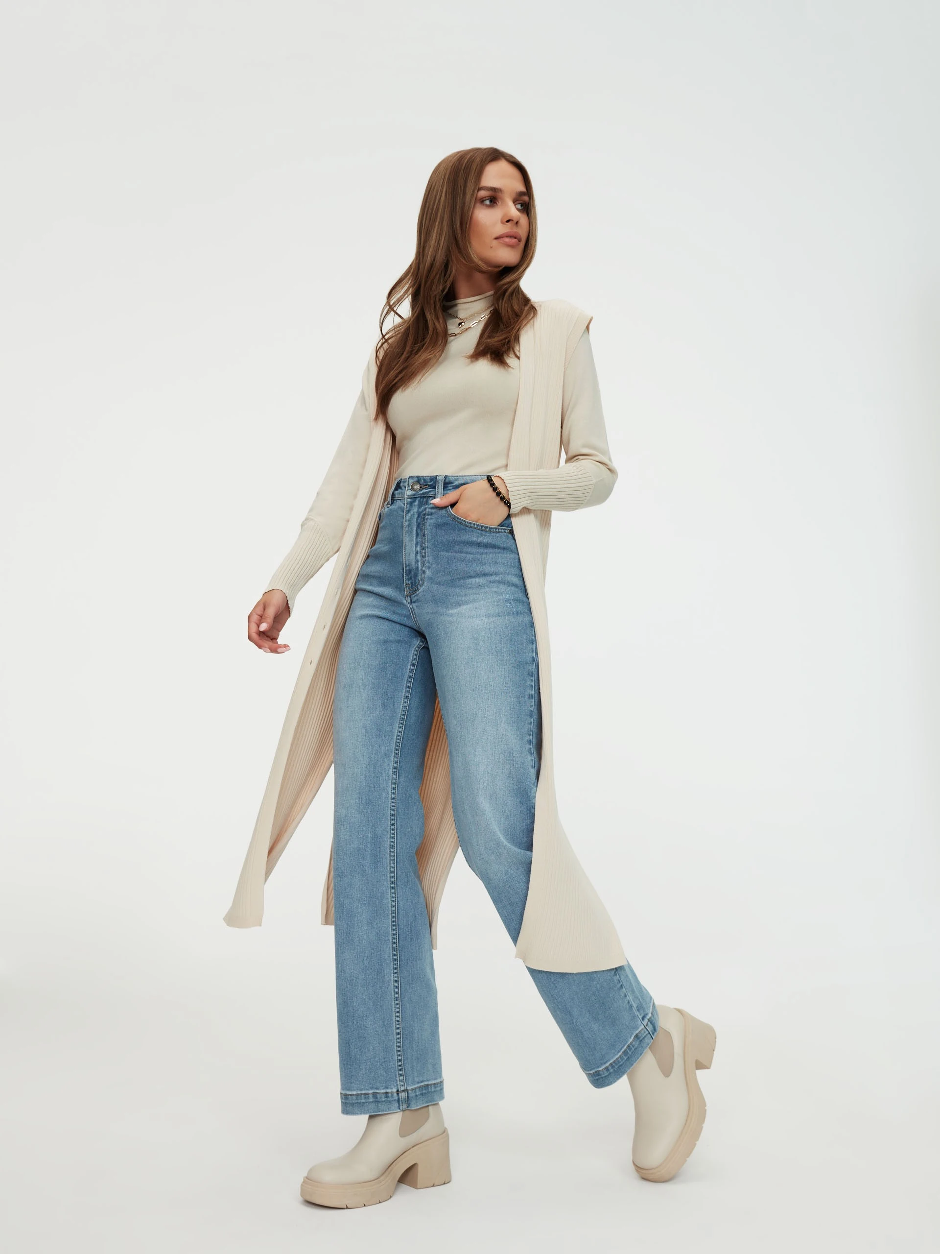 Long beige vest